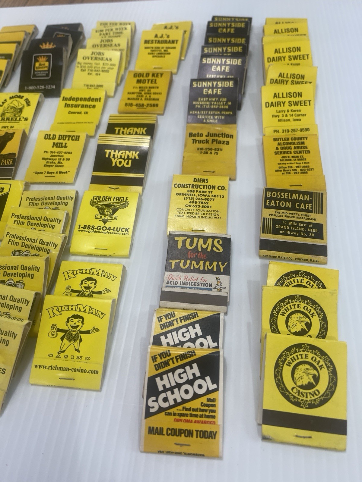 Lot of 72 Vintage Matchbooks Black & Gold Color Home Bar She Shed Decor Hawkeyes