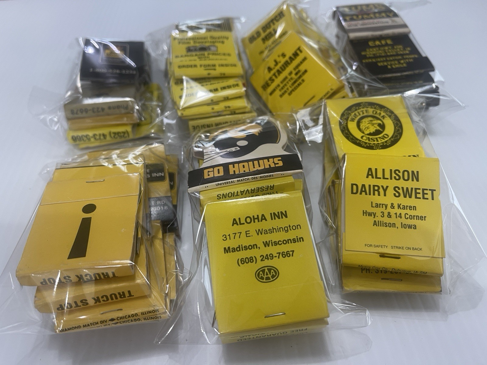 Lot of 72 Vintage Matchbooks Black & Gold Color Home Bar She Shed Decor Hawkeyes