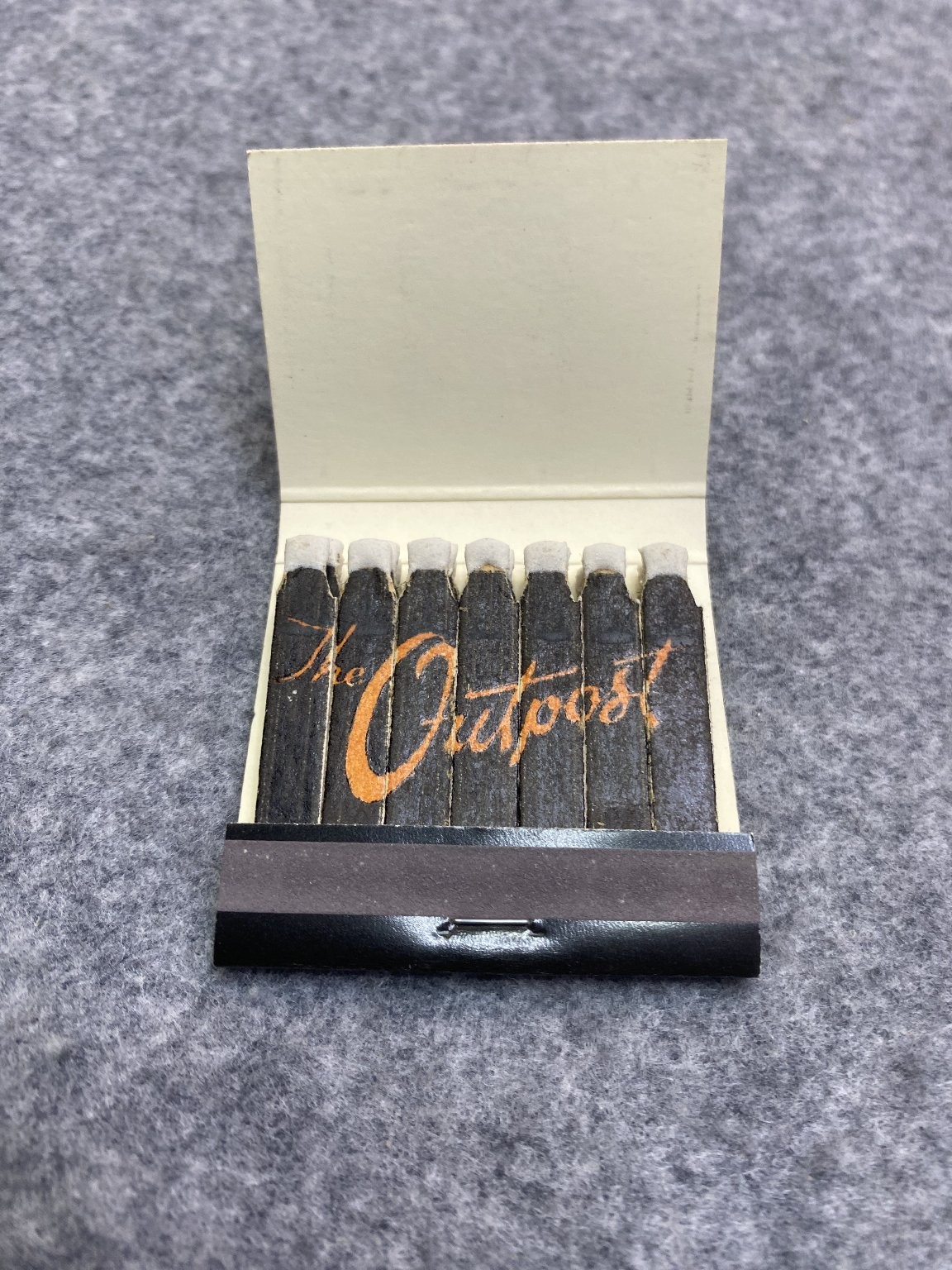 The Outpost Fresno California Vintage Black Orange Design Matchbook