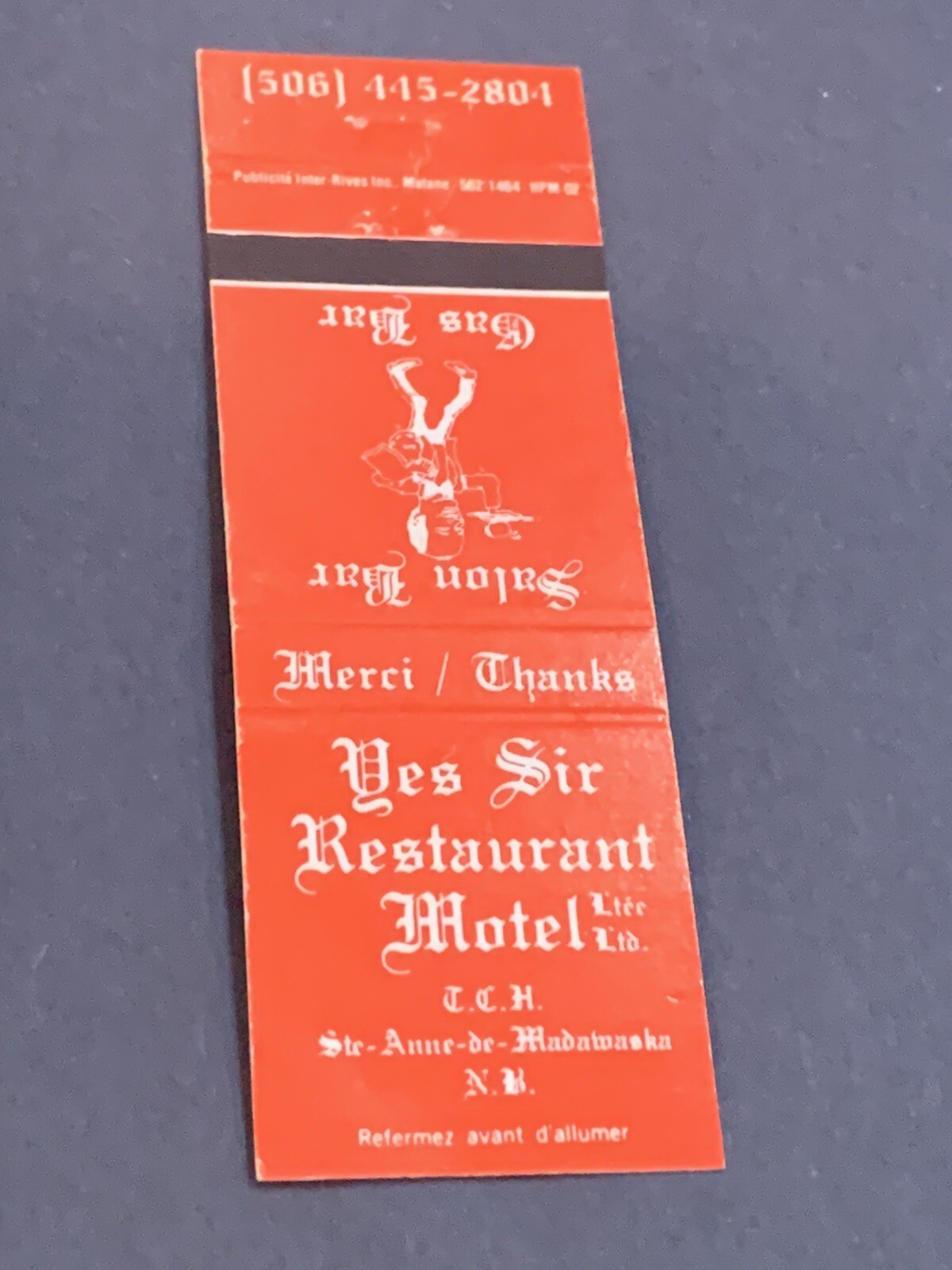 Vintage Canada Matchbook: “Yes Sir Restaurant” Ste- Anne