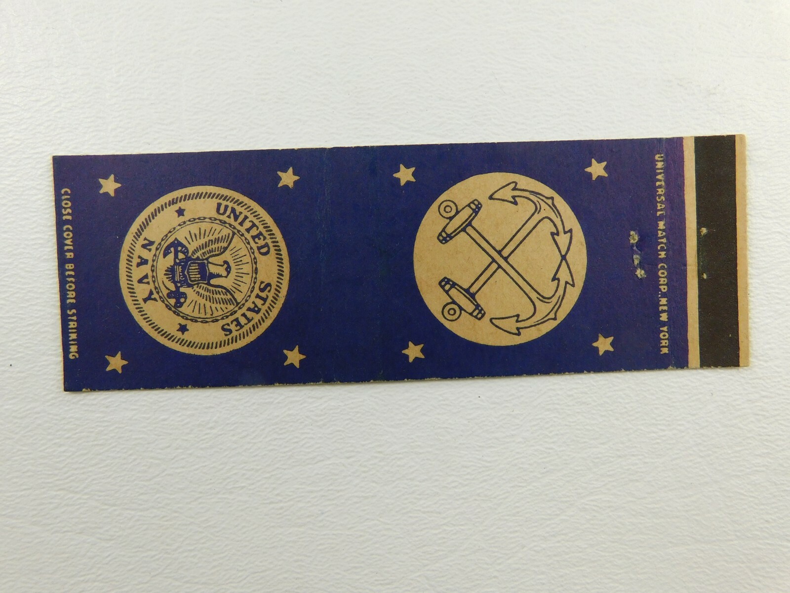 United States Navy Twin Anchors And Stars Vintage Matchbook Cover