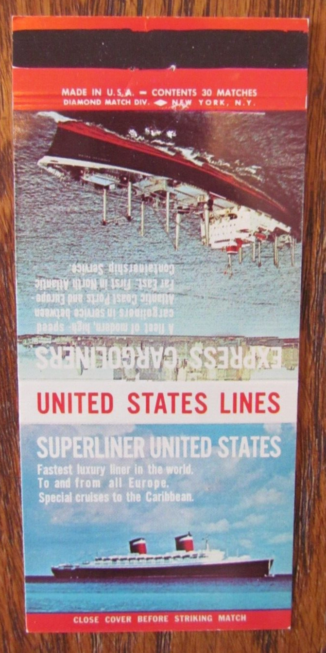 STEAMSHIP MATCHBOOK COVER: UNITED STATES LINES NEW YORK CITY MATCHCOVER -D22