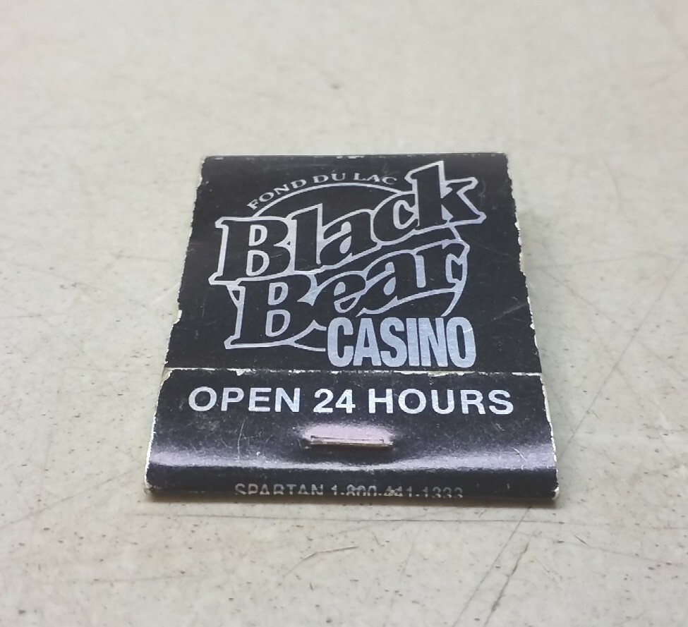 Black Bear Casino Fon Du Lac Cloquet Minnesota Vintage Matchbook With Matches
