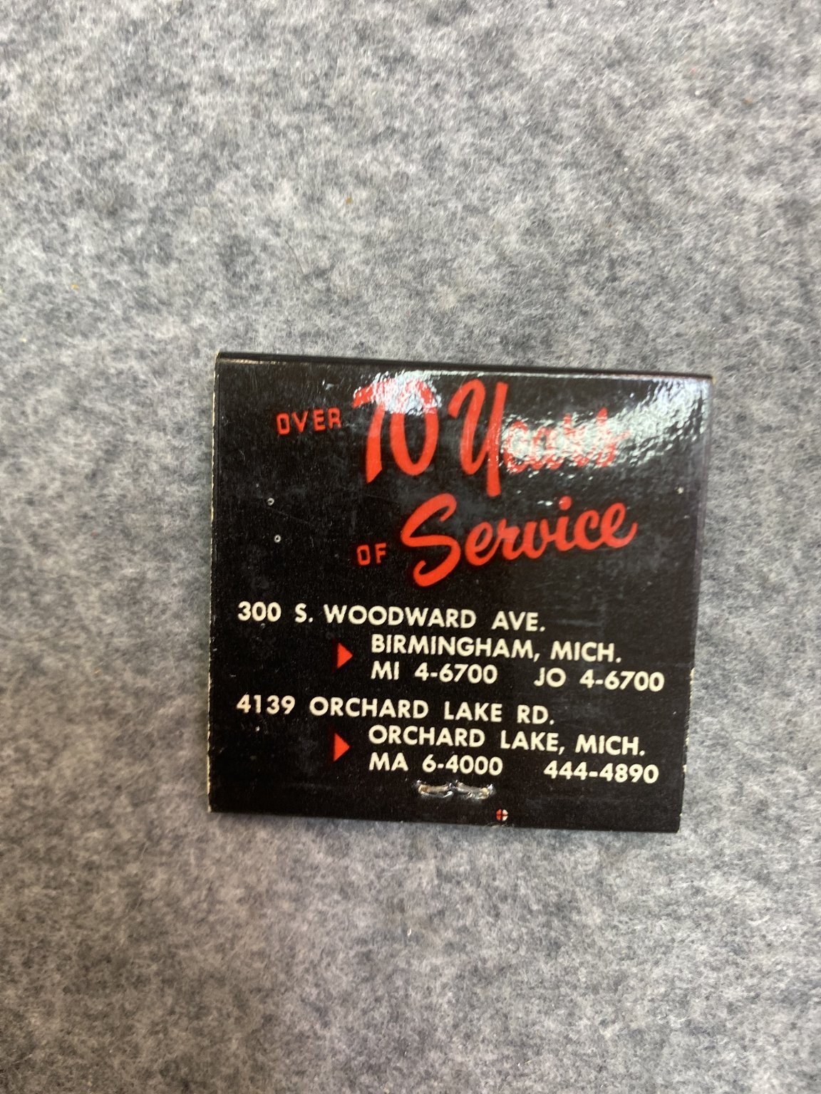 Max Broock Realtors Birmingham MI Vintage 1950s Black Red Matchbook