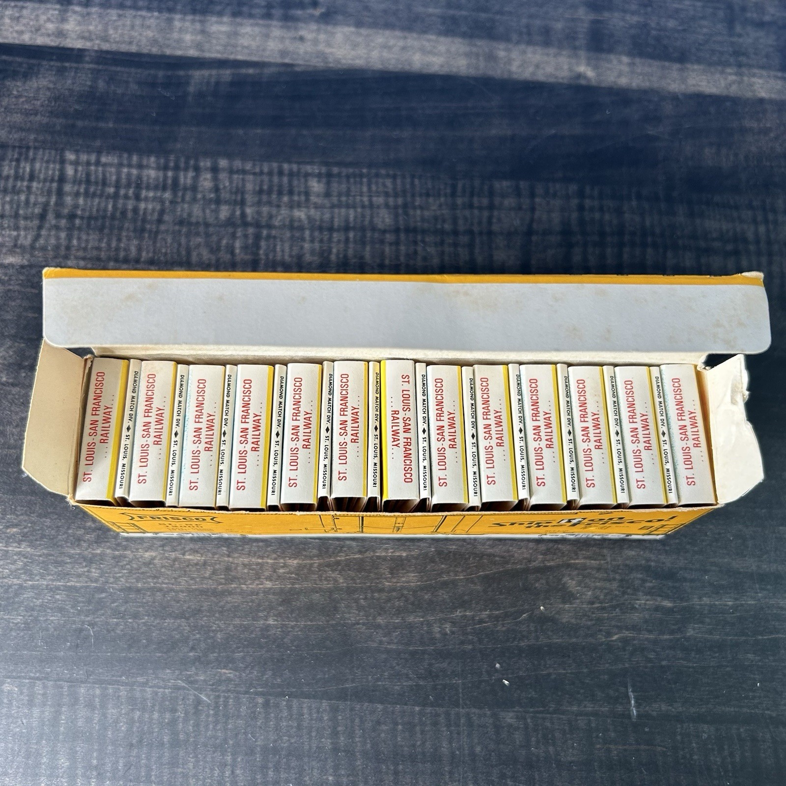 VTG Ship it on the Frisco Line Boxcar w/ 25 Matchbooks Cardboard Train Railway