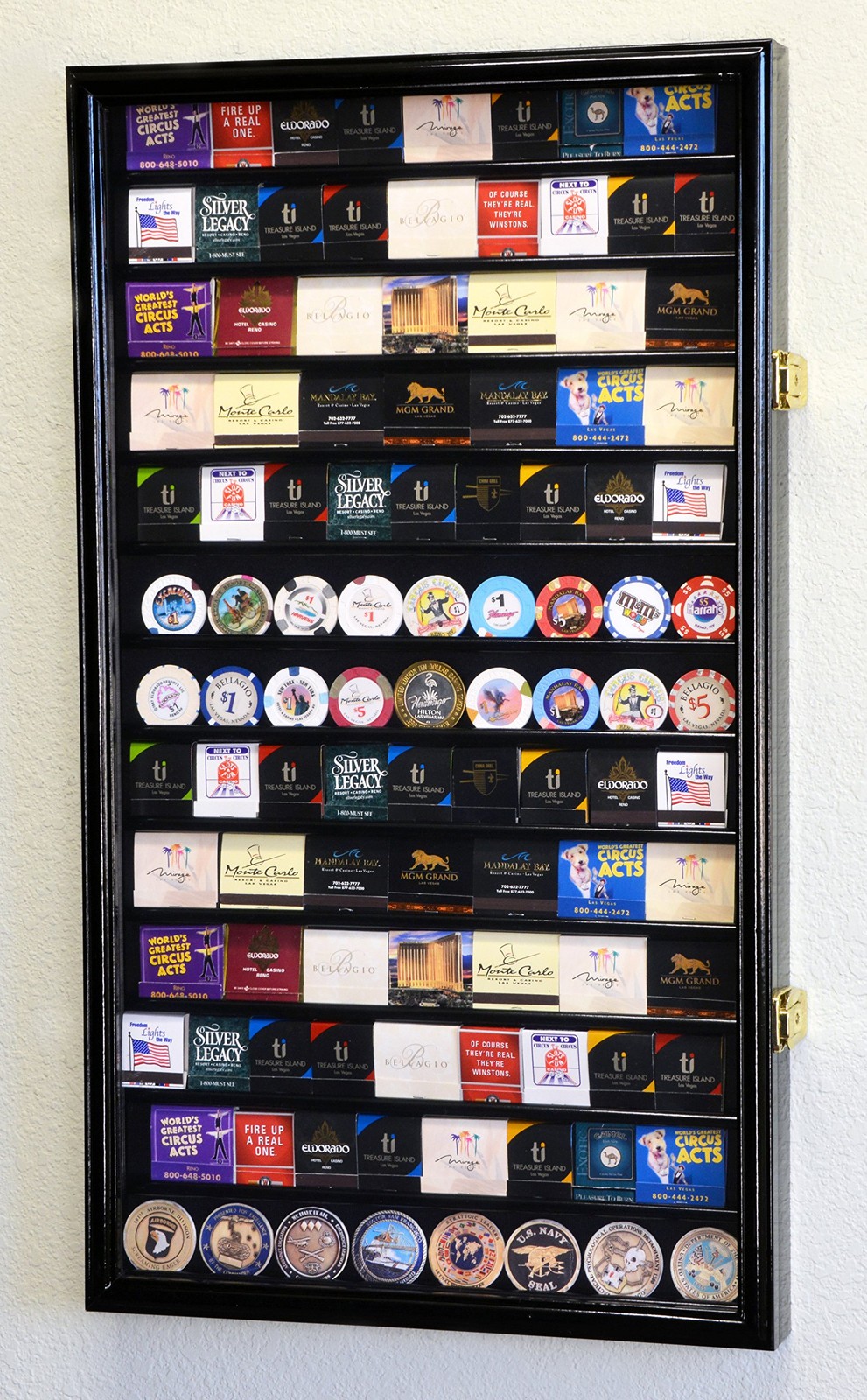 sfDisplay.com,LLC. 117 Matches Matchbook Display Case Cabinet Black Finish