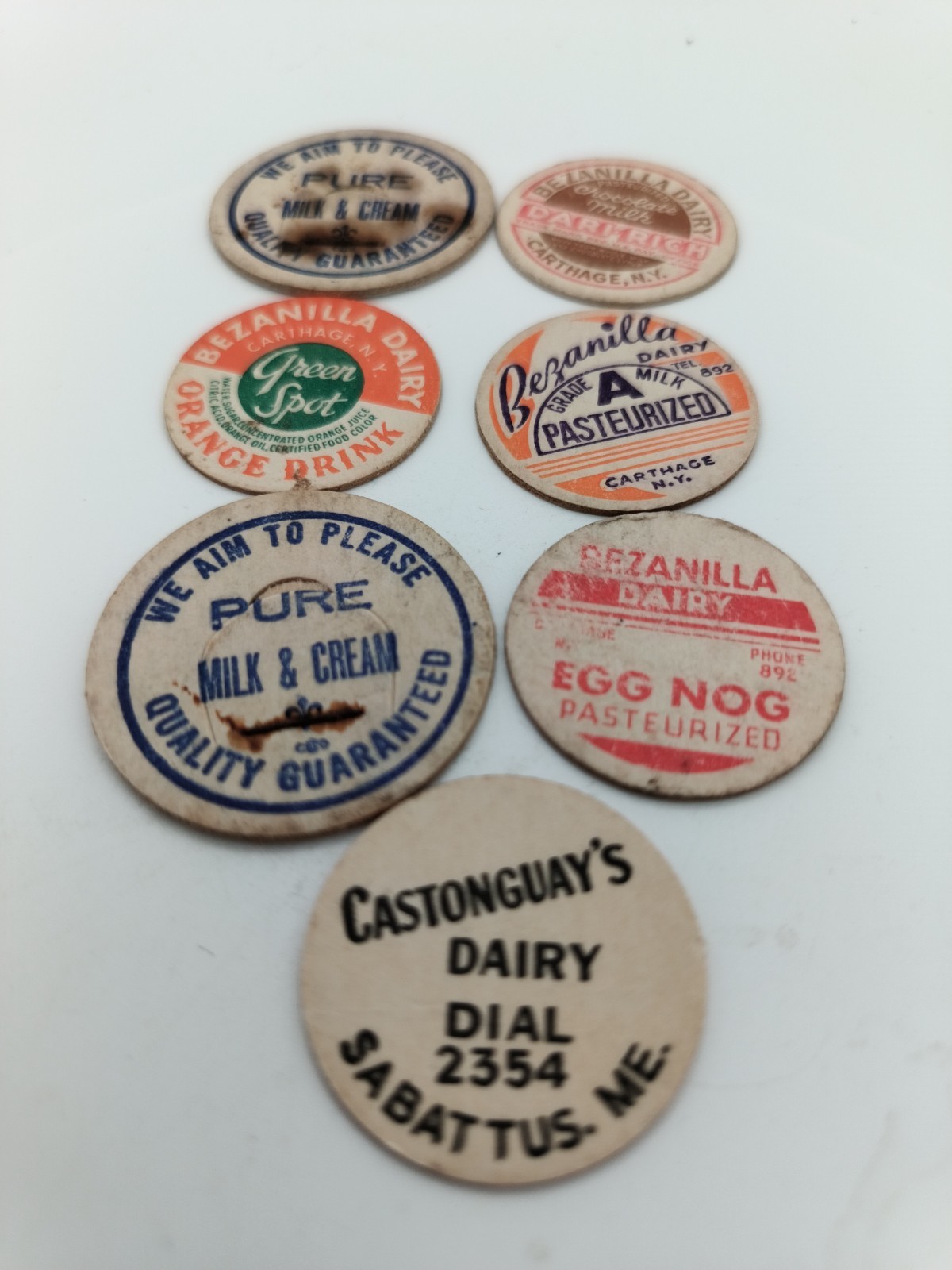 20 VINTAGE CARDBOARD MILK TOPS **VERY GOOD CONDITION**
