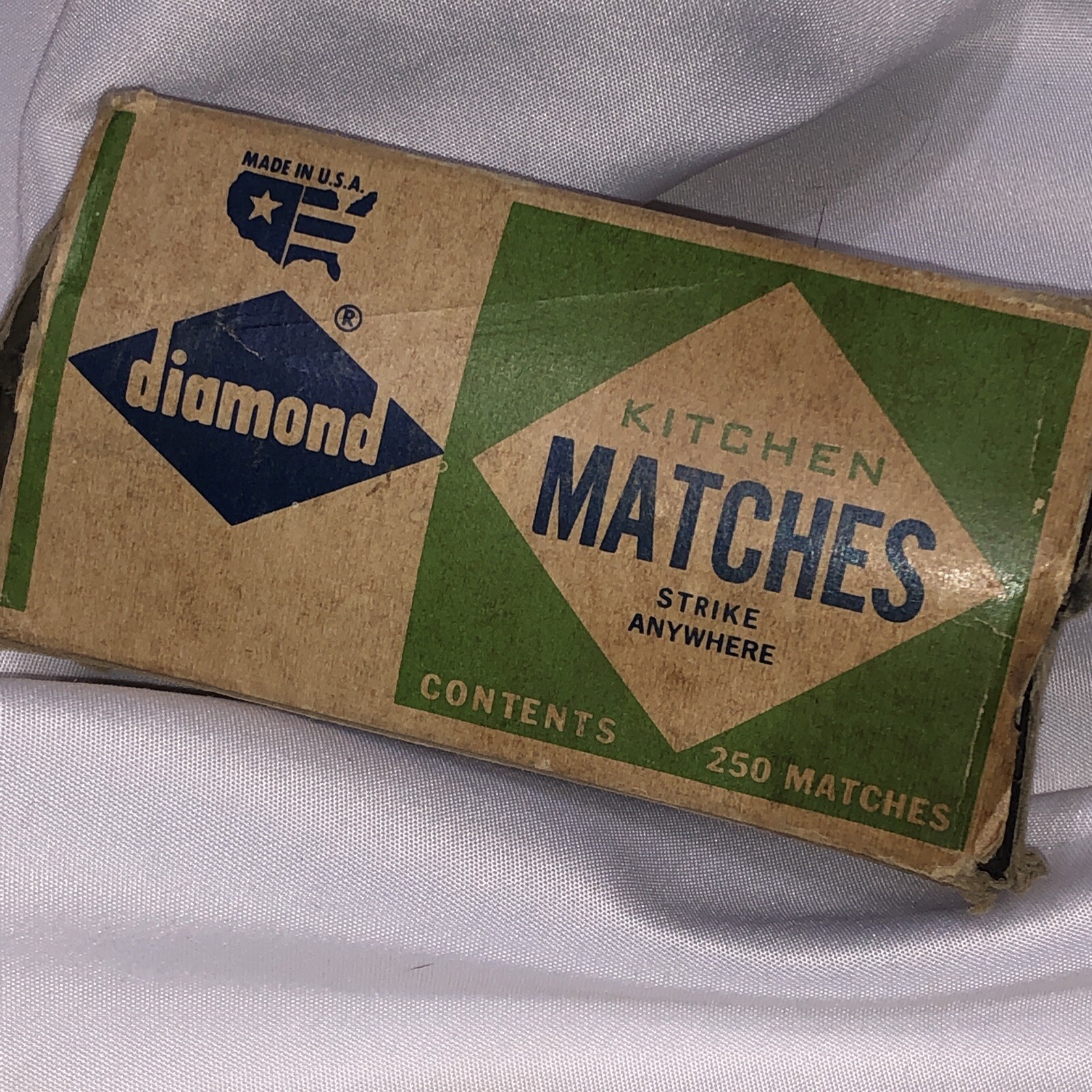 Diamond Kitchen Matches Vtg Cardboard Box 250 Matches USA Hot Air Balloon/u3a