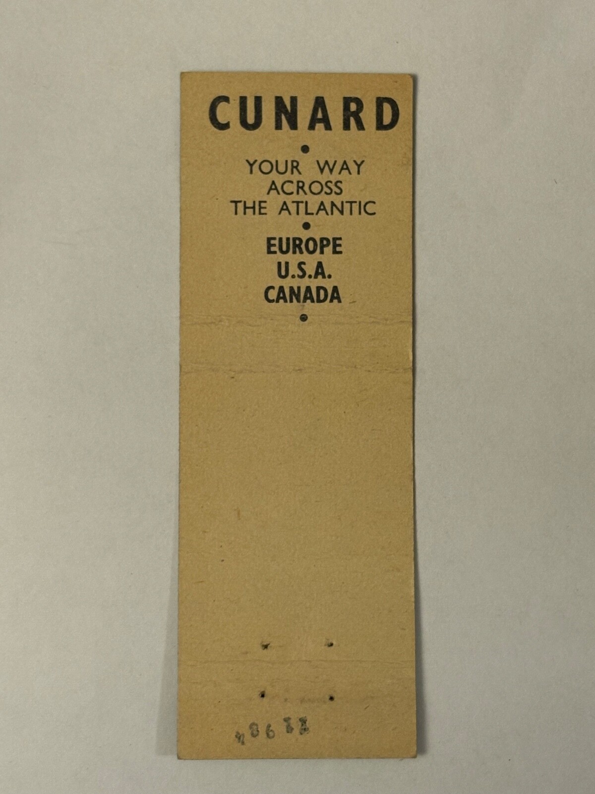 Cunard Cruise Lines Matchbook Cover Your Way Across the Atlantic Ship Cruises