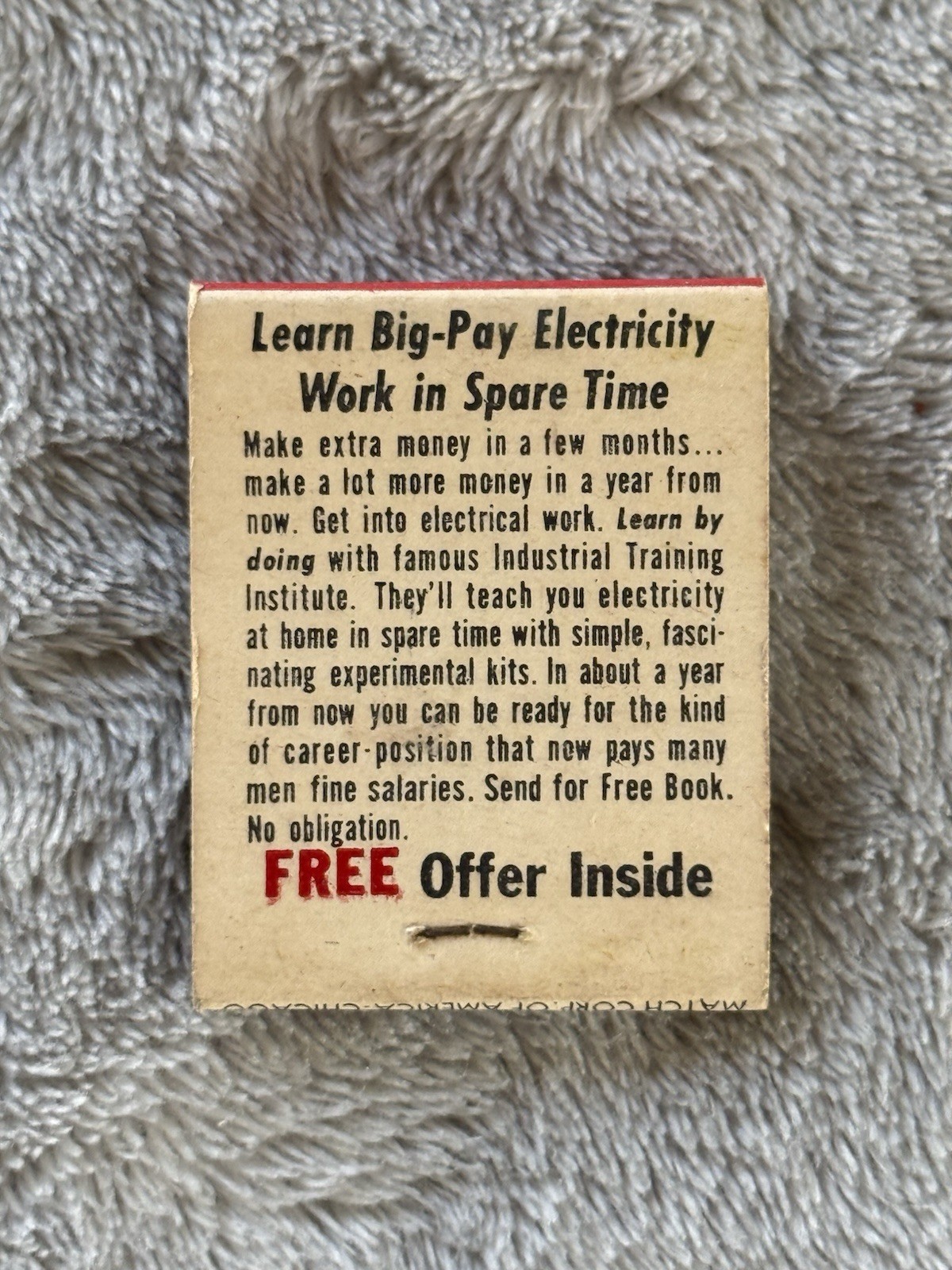 Vintage Yes! Learn Electricity At Home Full & Unused Matchbook