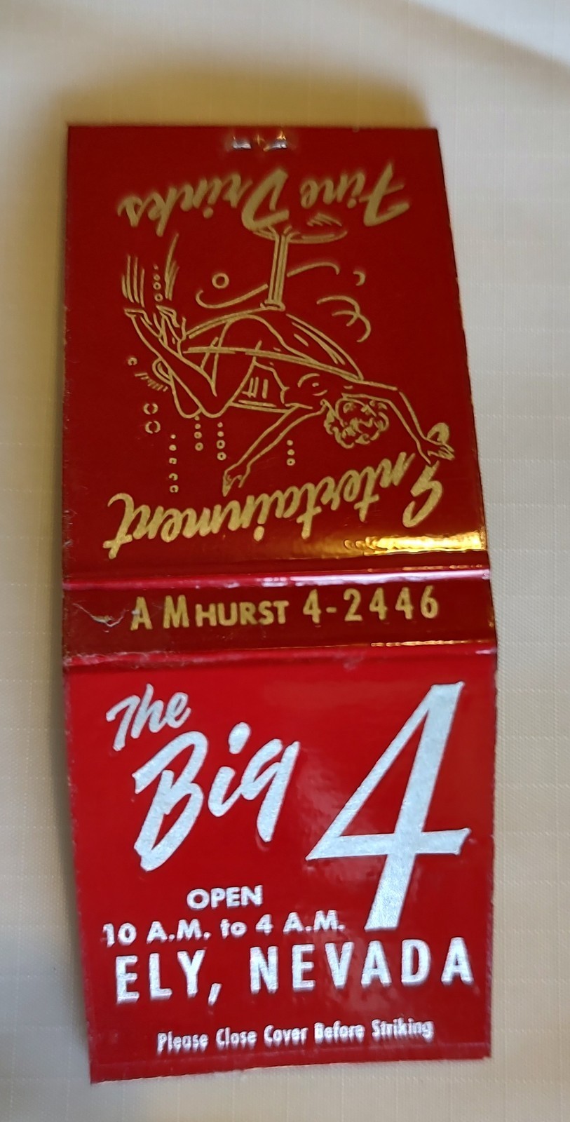 Vintage Matchbook BIG 4 Ely NV Brothel NEW