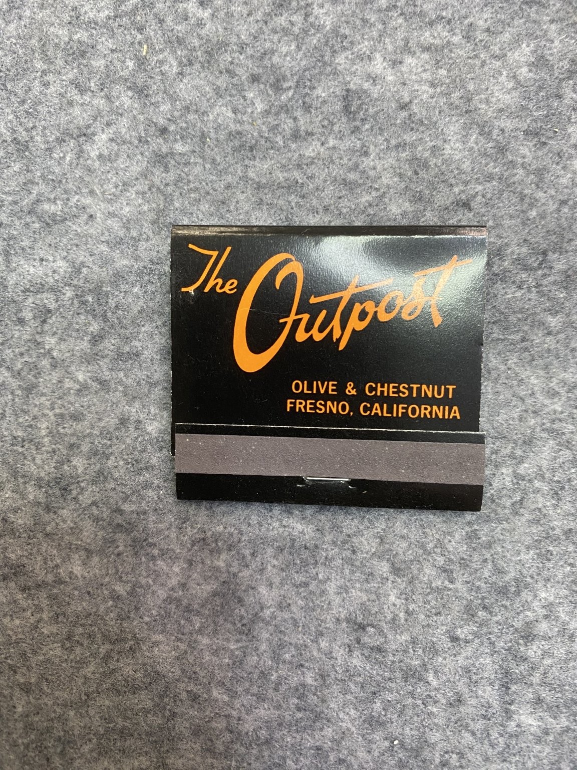 The Outpost Fresno California Vintage Black Orange Design Matchbook