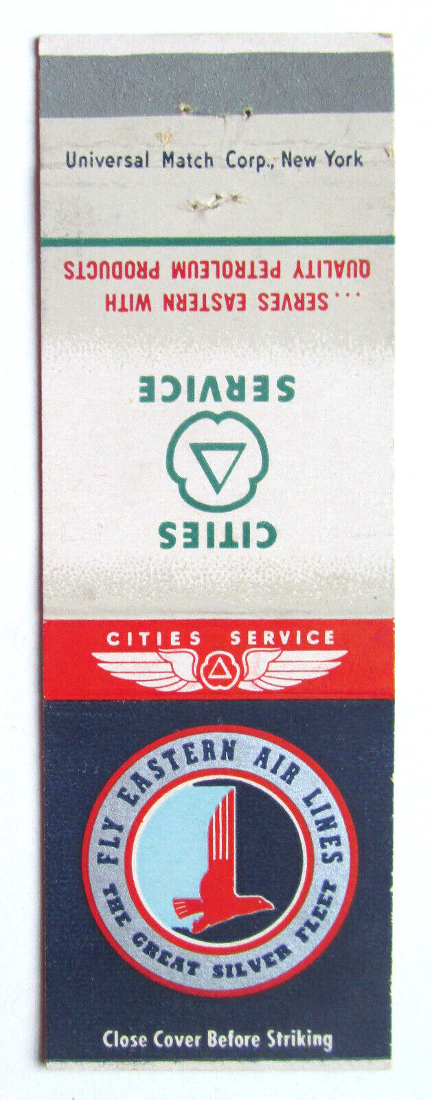 Eastern Air Lines Silver Fleet – Cities Service Petroleum 20FS Matchbook Cover