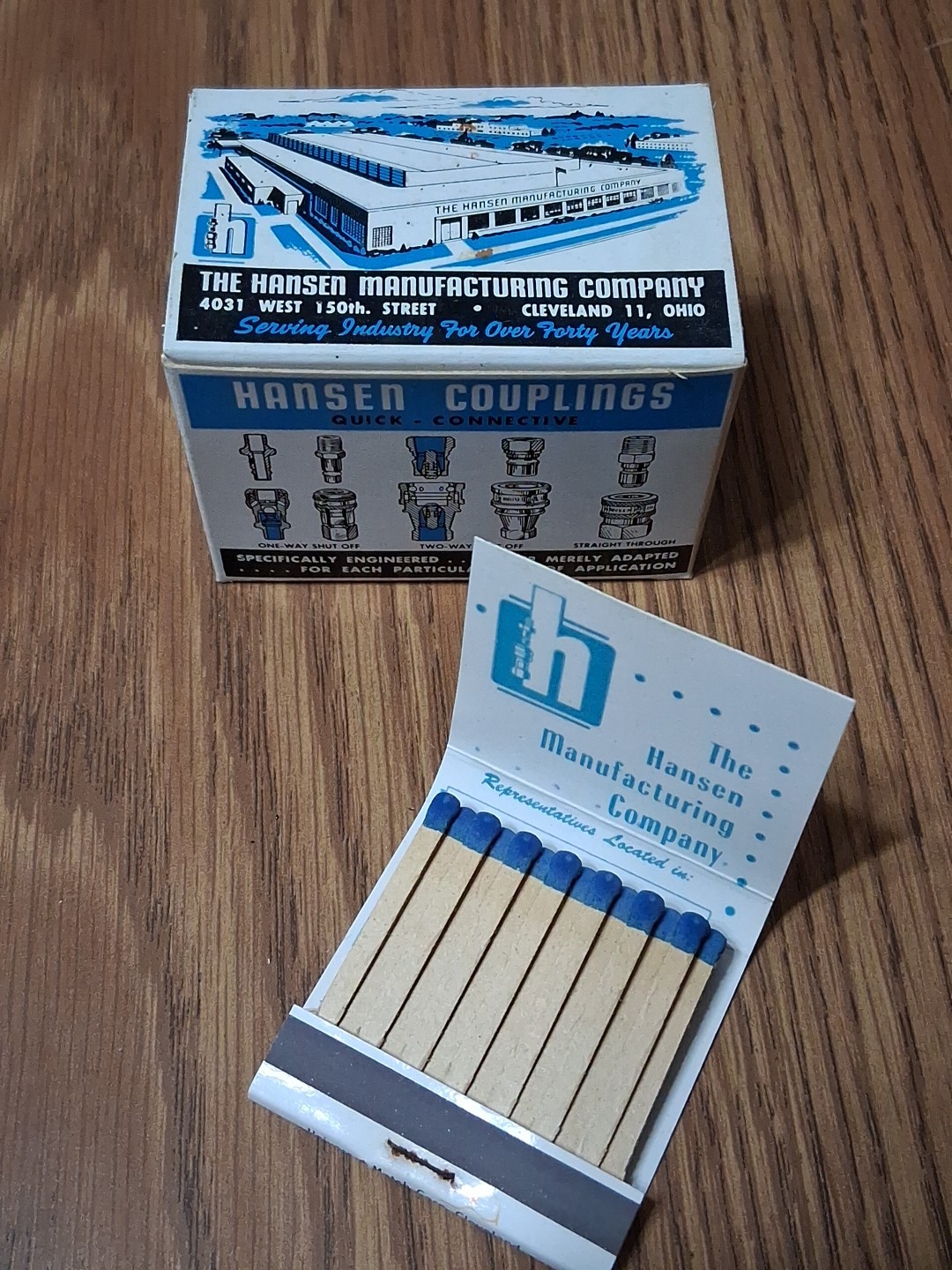 Vintage Matchbooks Box Of 10 Unstruck Hansen Mfg 1955 Universal Match Corp NOS
