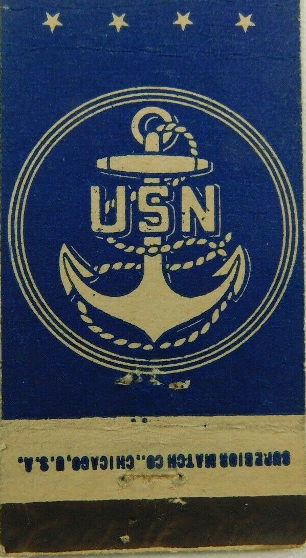 Made Expressly For The United States Navy U.S.N. Anchor Vintage Matchbook Cover