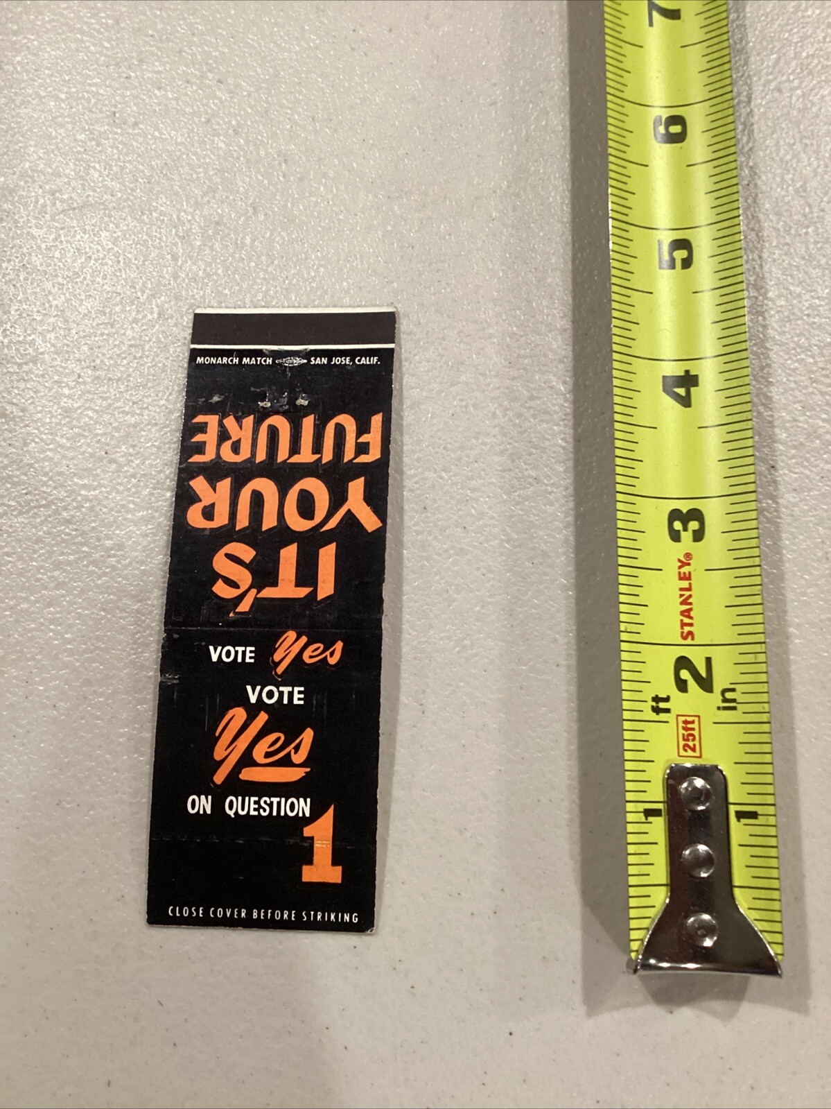 Vote Yes On Question 1 It’s Your Future Political Election Ad Matchbook Cover