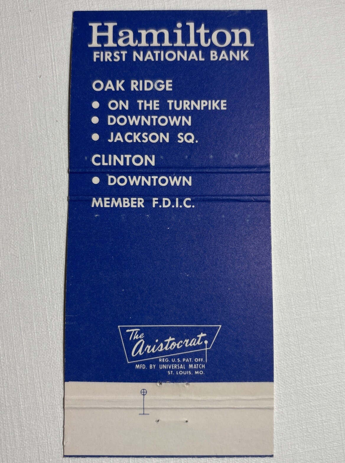 Matchbook Cover Unstruck, Hamilton First National Bank, The Yes Bank, Finance