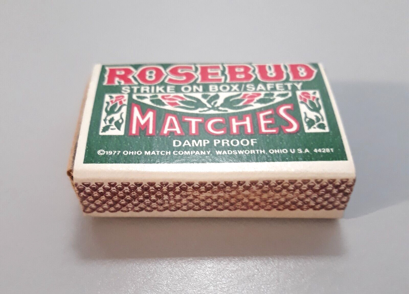 Vintage 1977 ROSEBUD Matches Empty Cardboard Box Case Matchsticks Package