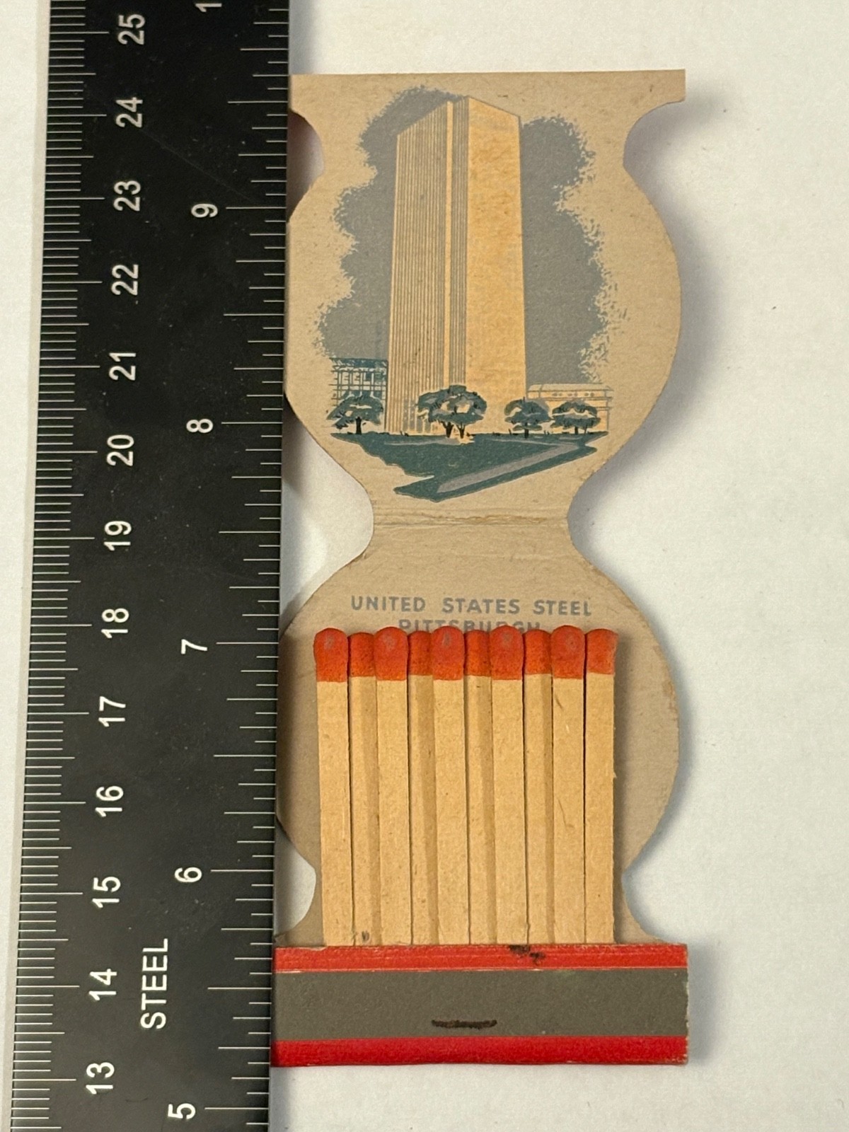 United States Steel Full Matchbook USS Pittsburgh Pennsylvania Contour Die Cut