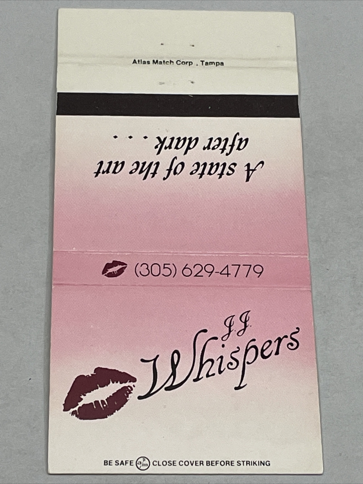Vintage Matchbook Cover JJ Whispers Orlando, Florida gmg Unstruck