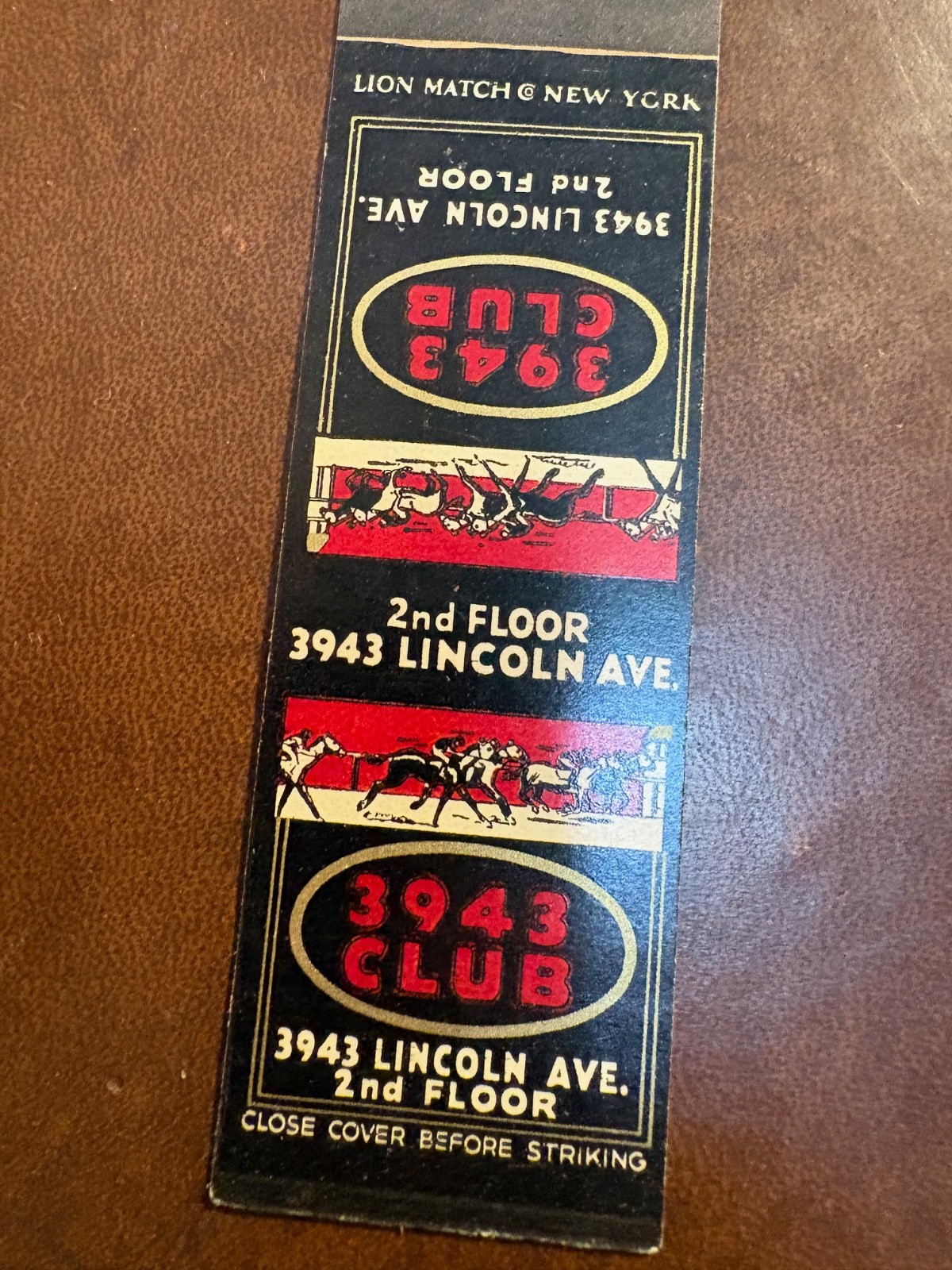 Matchbook cover – 3943 Club – New York?? – M104 – comb. ship!