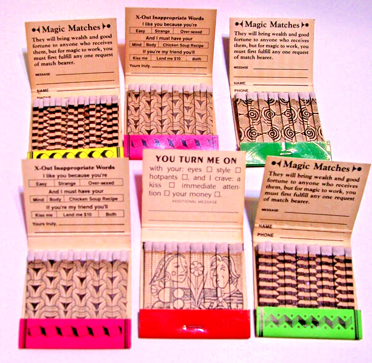9 Collectible New Vintage Matchbook Lot People Greeters Sexey Pick Up Lines 1984