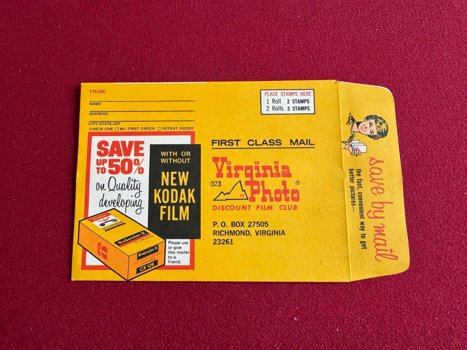 1970, KODAK Film, “Un-Used” Film Developing Cardboard Display (Scarce / Vintage)