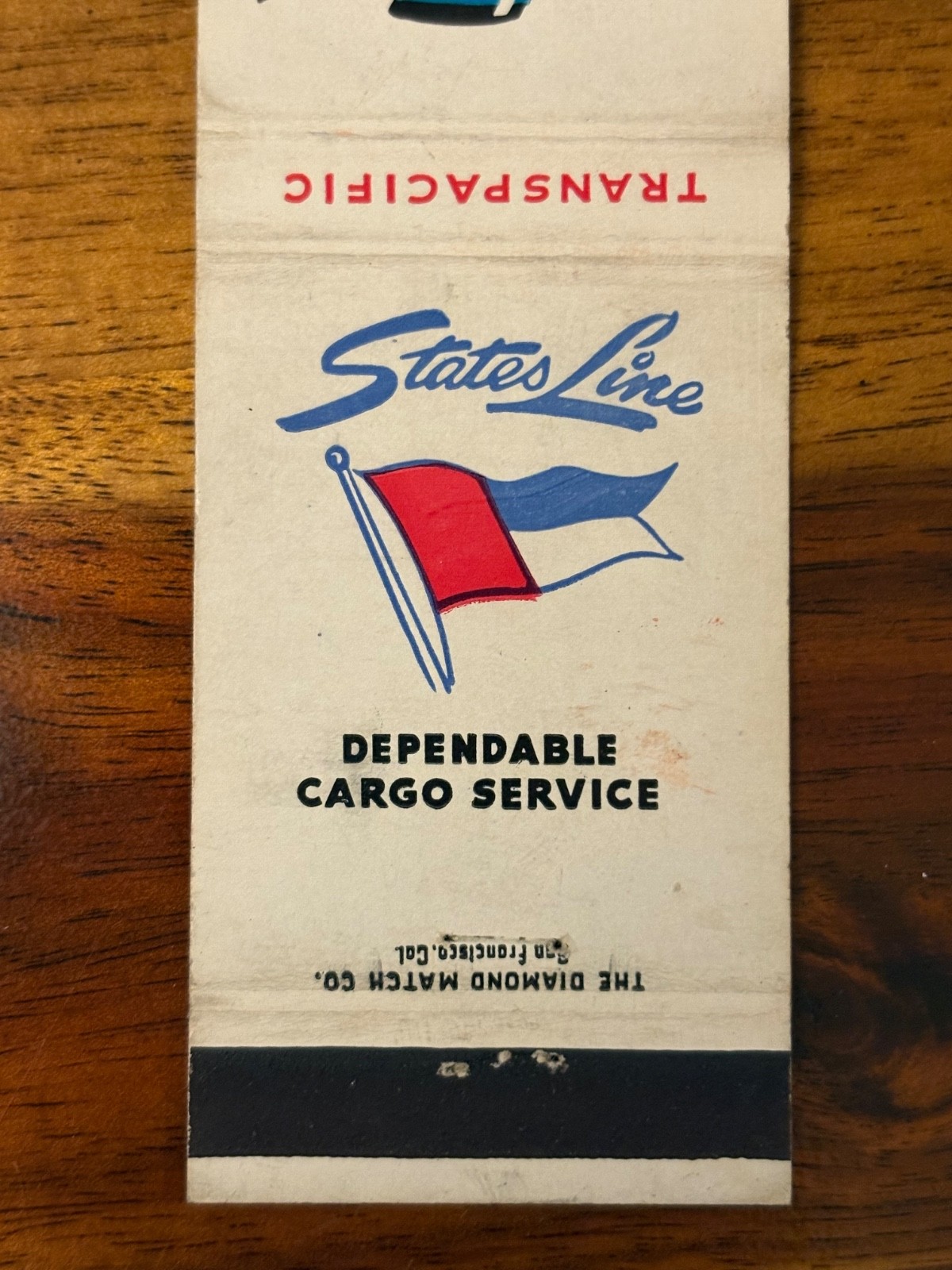 States Line Matchbook Cover Cargo Service Shipping Freight TransPacific Boat