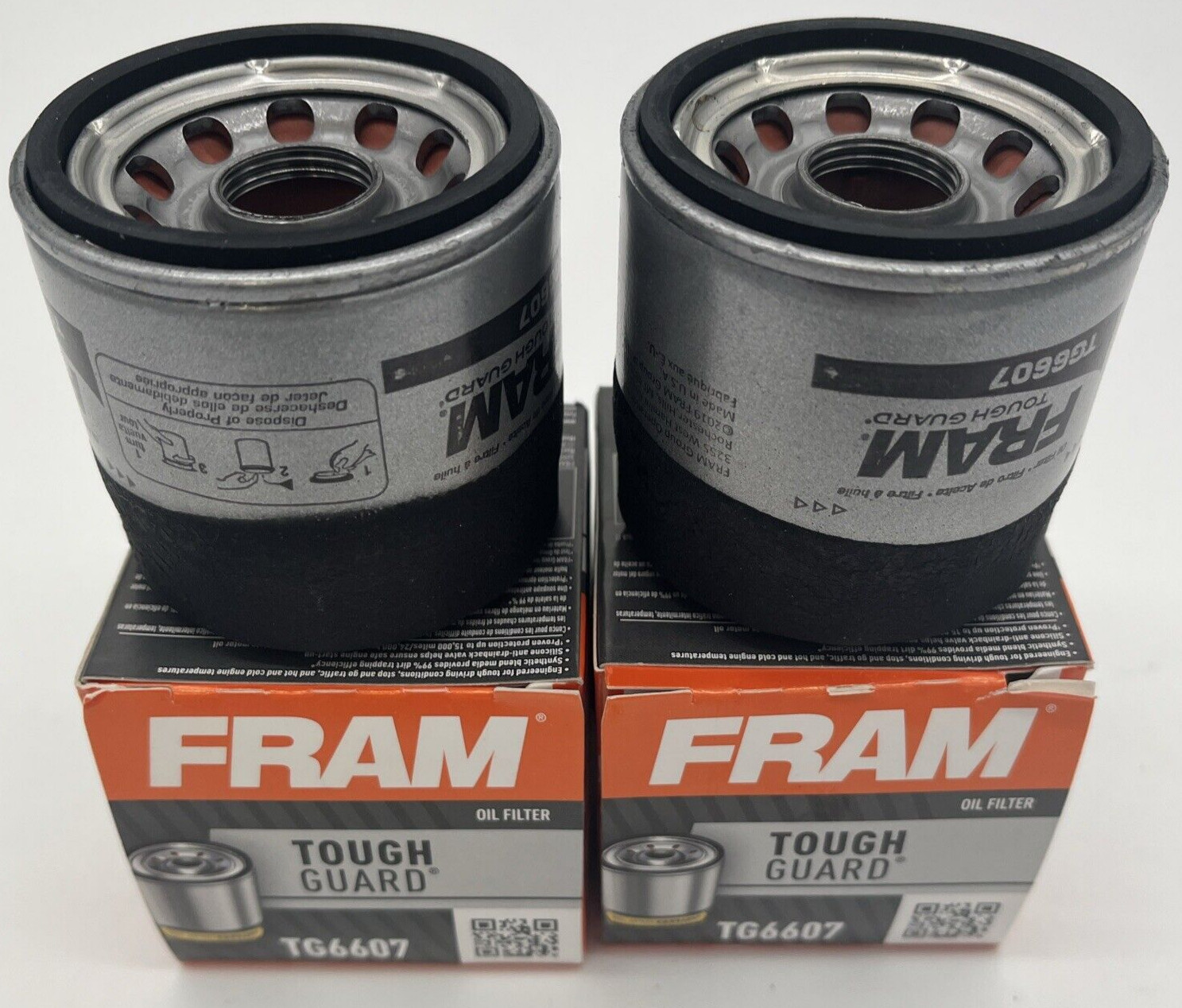 2 New Fram Oil Filters TG6607 Tough Guard Spin-On Filter with SureGrip 2 Filters