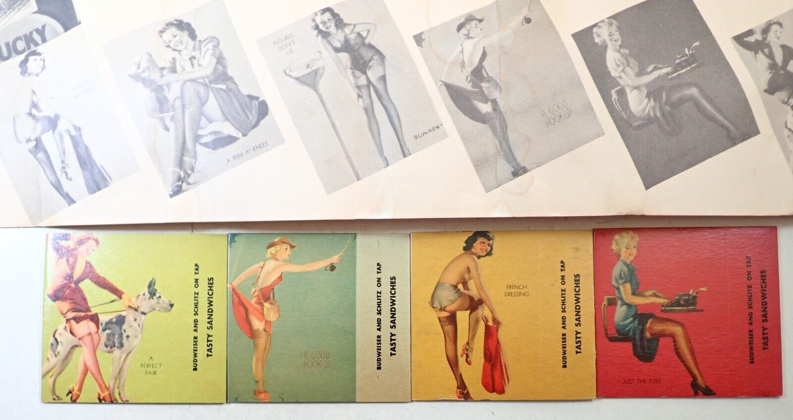 Lot of 4 Vintage NOS Elvgren Pinup Girl Cig-A-Paks Matchbook Advertising Premium