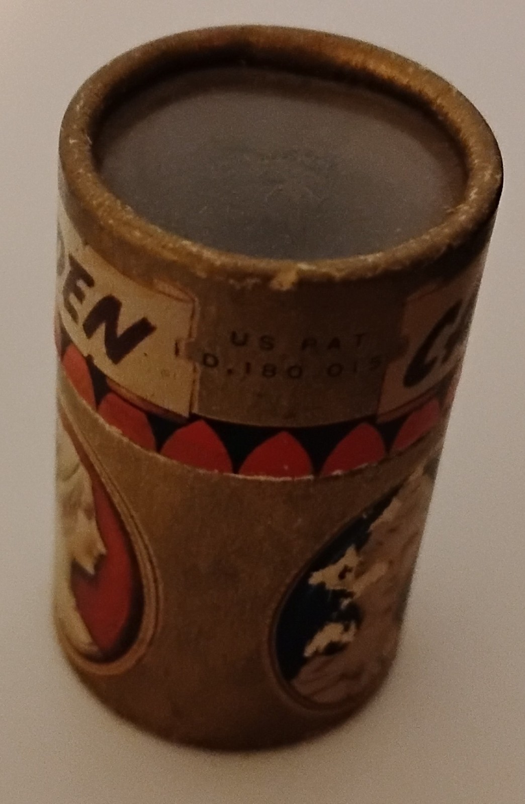Vintage Golden Cameo Stick Matches Empty Cardboard Canister Box