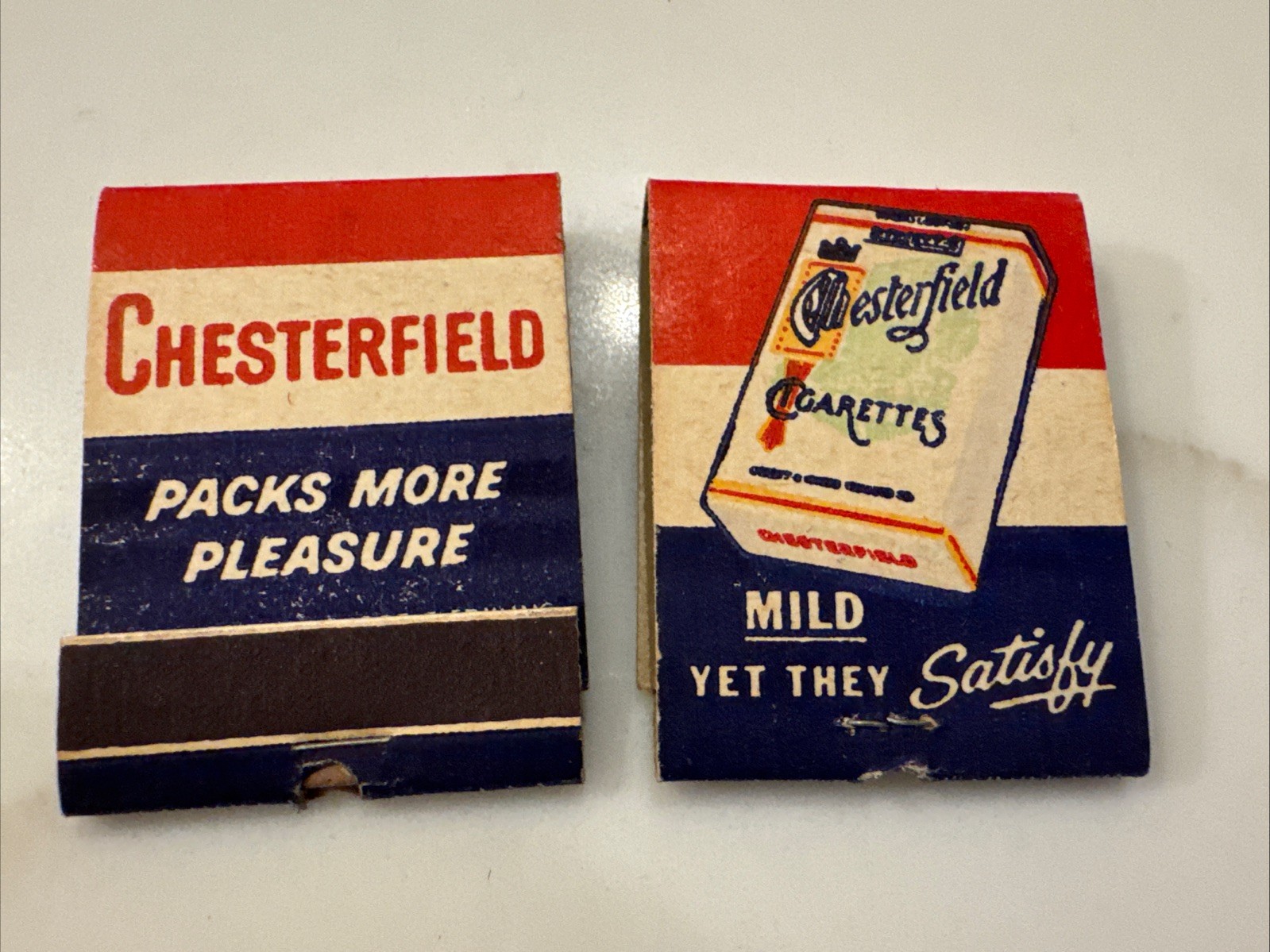 Chesterfield Cigarettes Tobacco 50s Vintage Matchbook Pair FULL