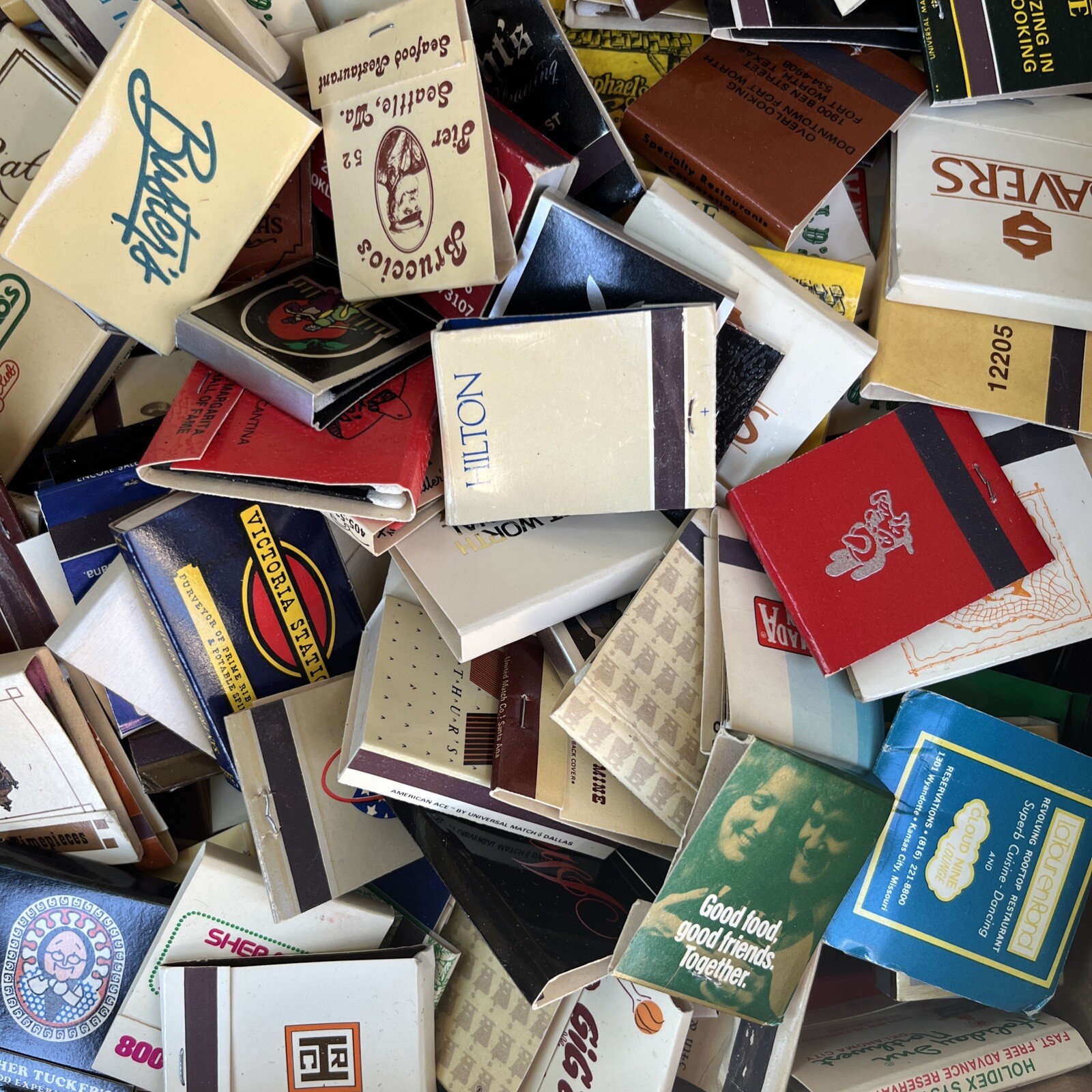 FRESH Lot of 65 Estate Mint Batch Vintage Full Unused Matchbooks No Dups Look😉