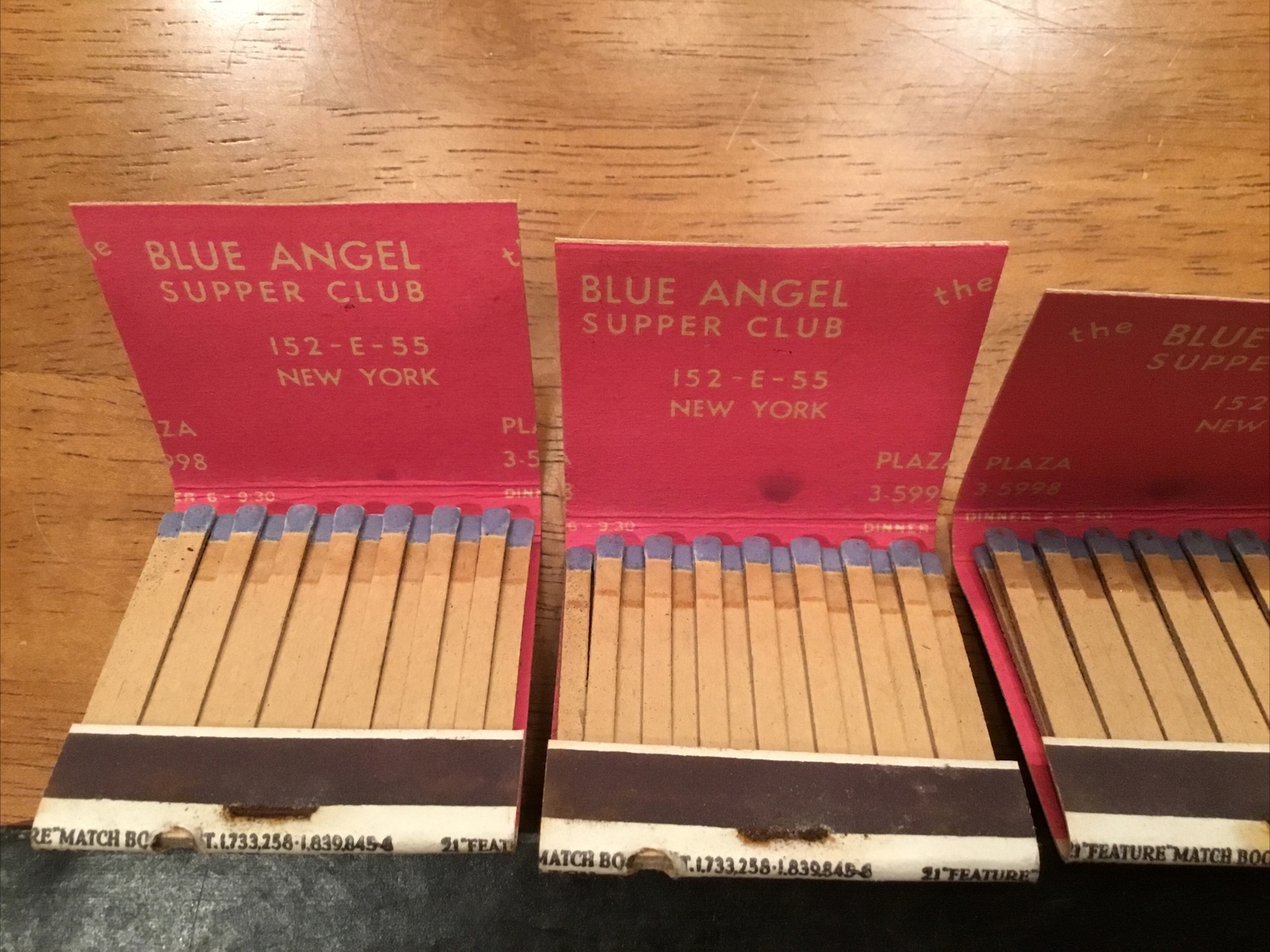 Vintage Blue Angel Supper Club 152 E 55 New York City Plaza Hotel Full Matchbook