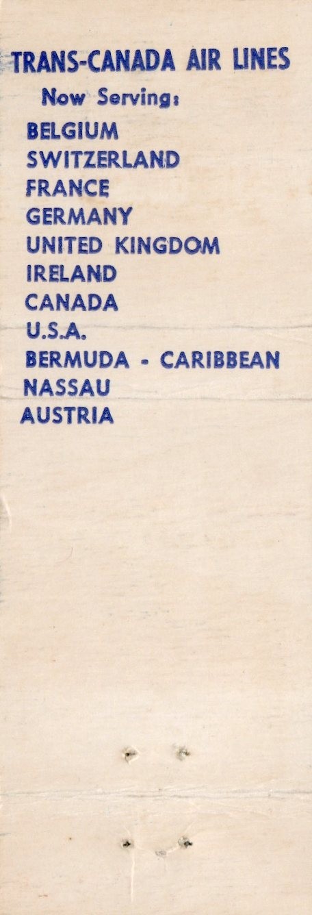 Vintage Matchcover Trans Canada Air Lines TCA