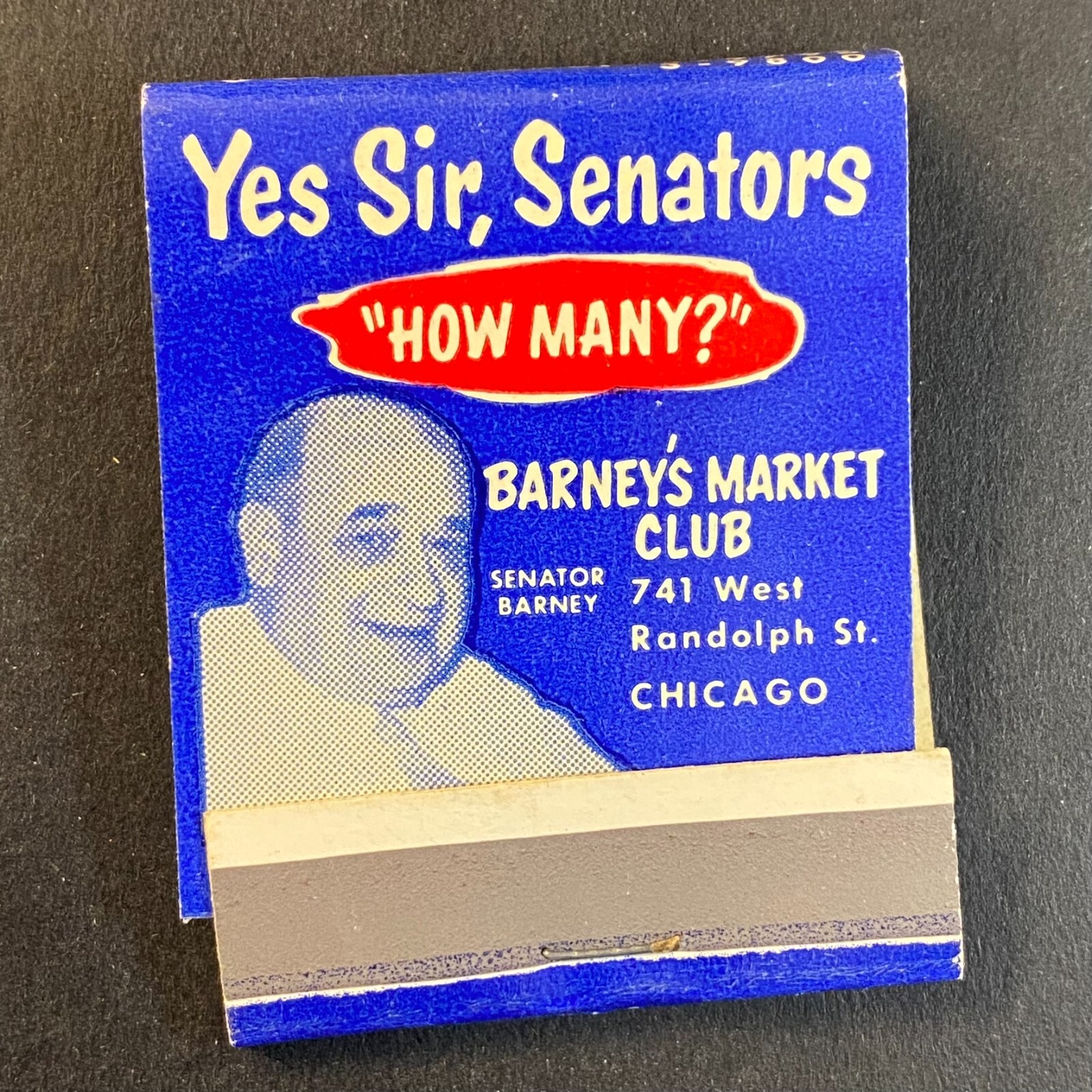 Barney’s Market Club Chicago “Yes Sir, Senators” c1950’s Full Matchbook VGC