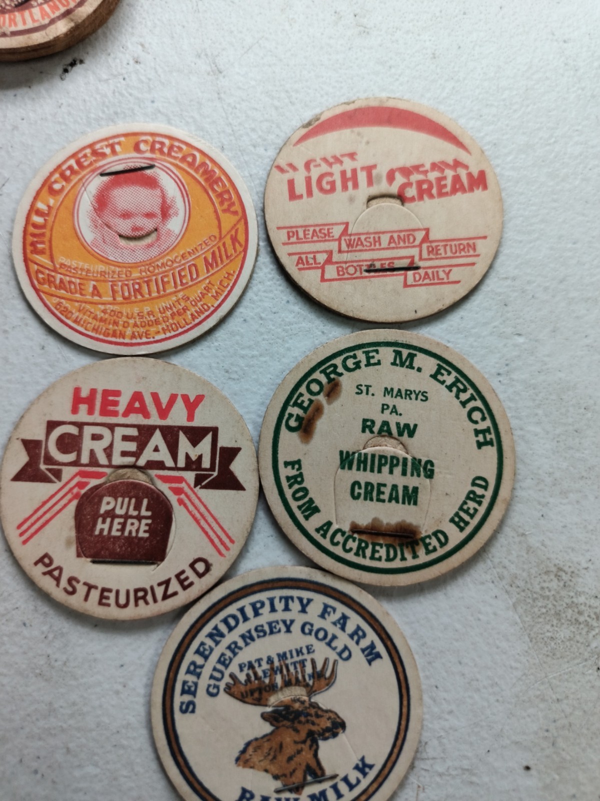 12 VINTAGE CARDBOARD MILK TOPS **VERY GOOD CONDITION**