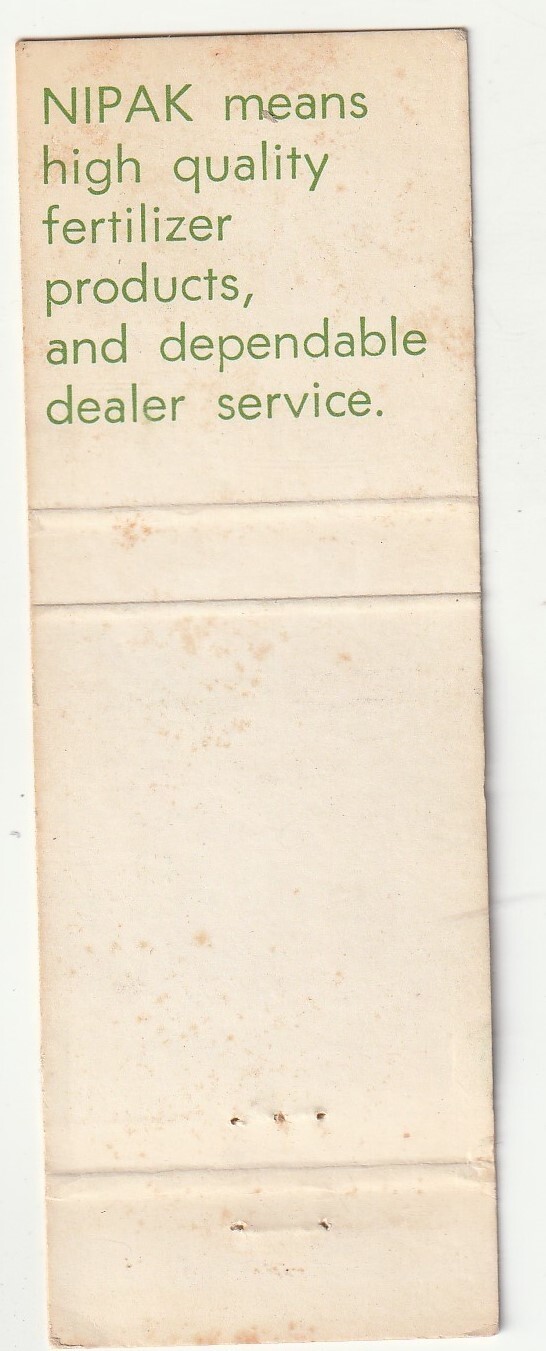 MATCHBOOK COVER – NIPAK FERTILIZER – FARM – STOPLITE