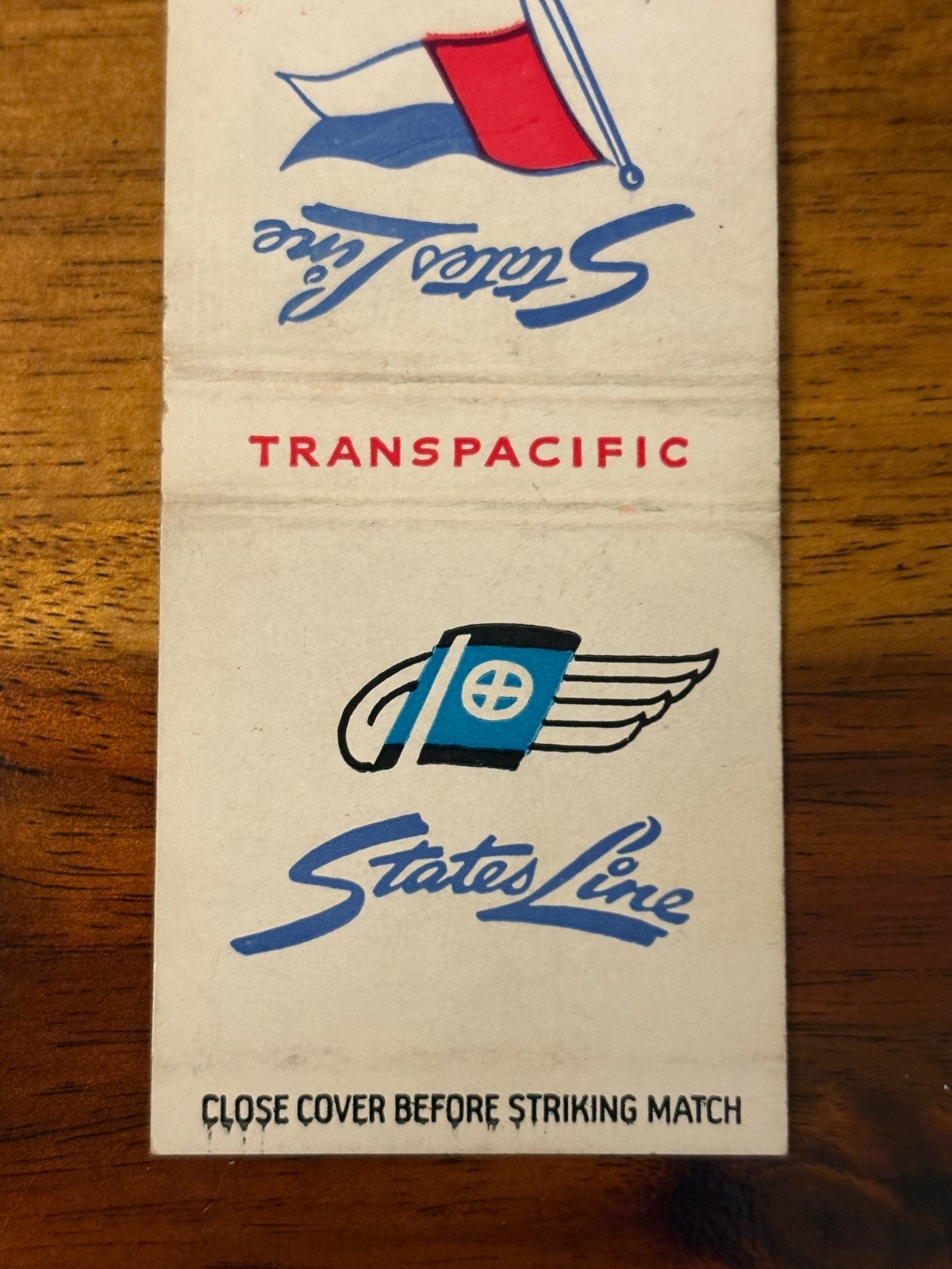 States Line Matchbook Cover Cargo Service Shipping Freight TransPacific Boat