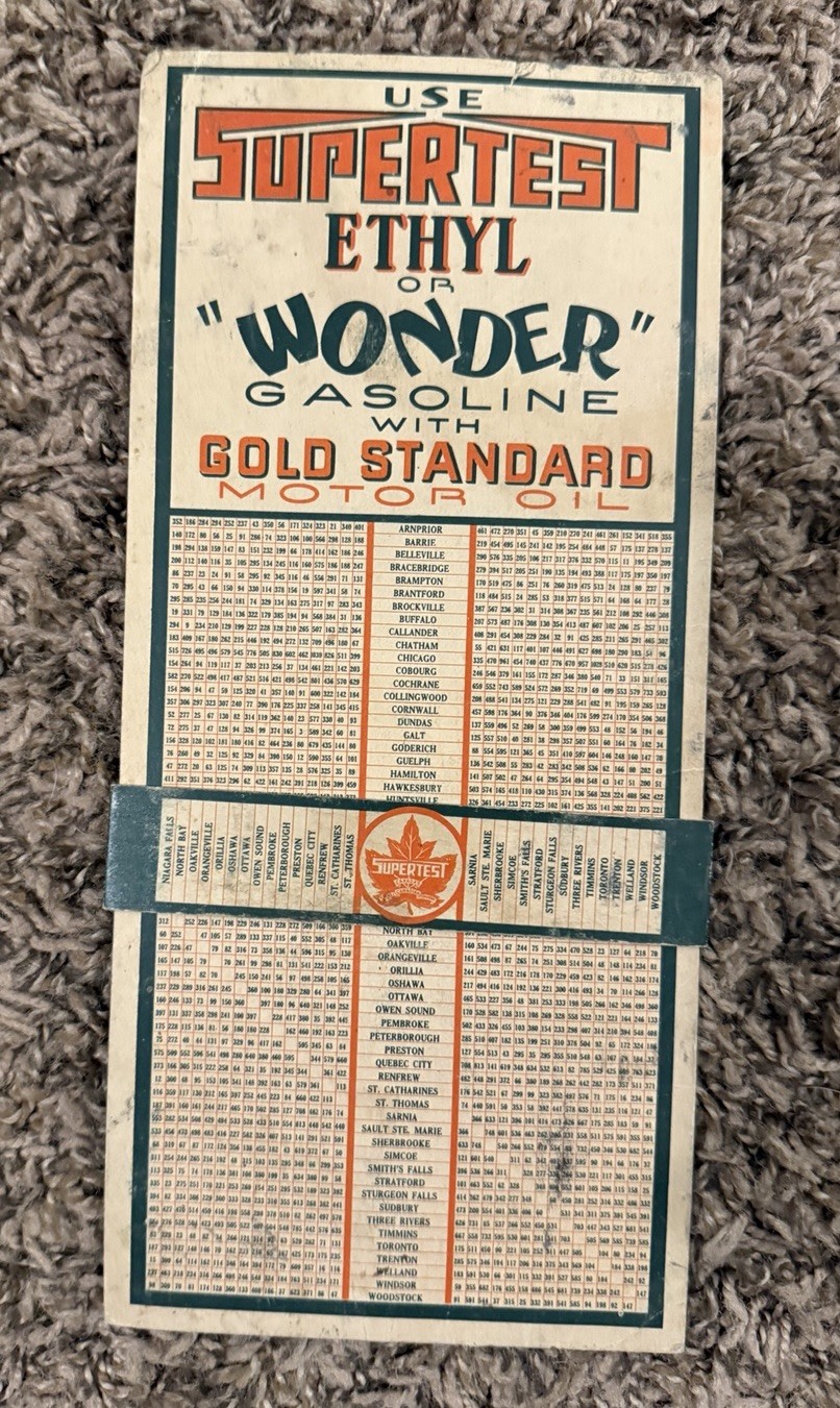 SUPERTEST ETHYL WONDER GASOLINE MOTOR OIL DIST O METER CARDBOARD SIGN
