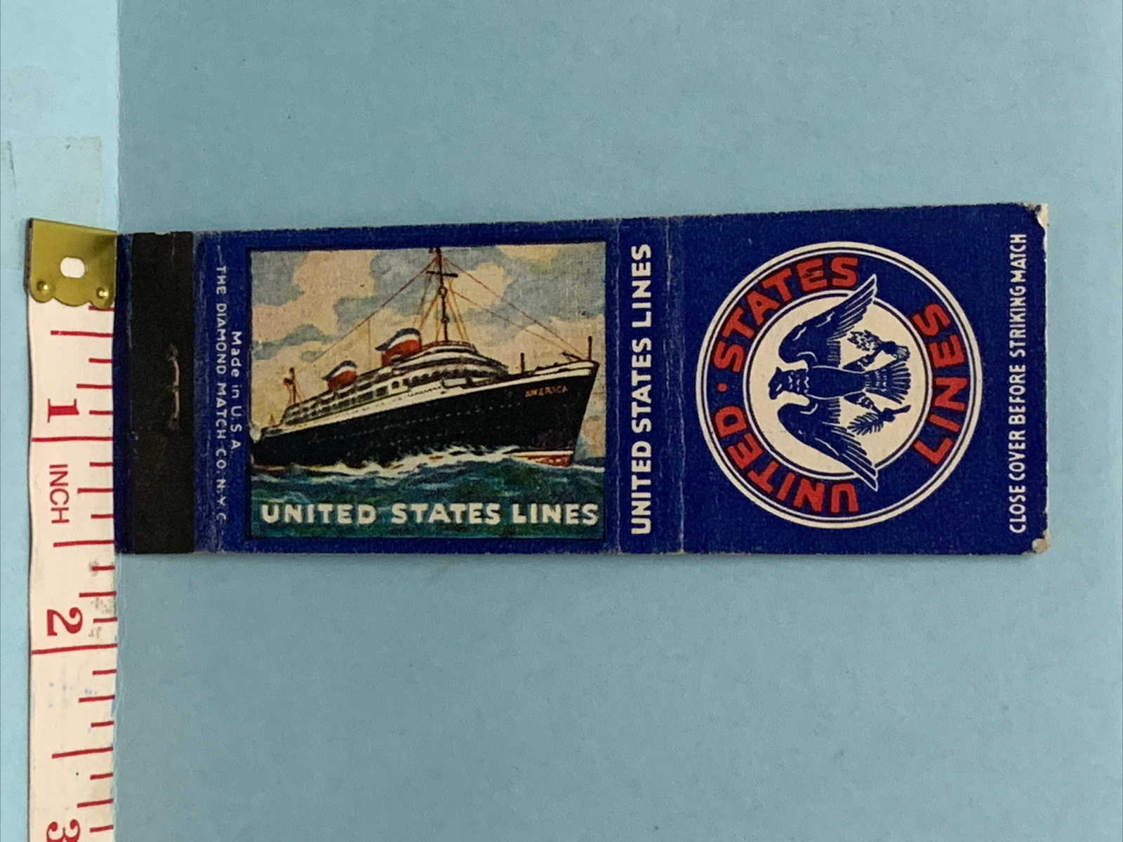 Front Strike Matchbook Cover United States Lines Emergency Fleet Corp WWll gmg