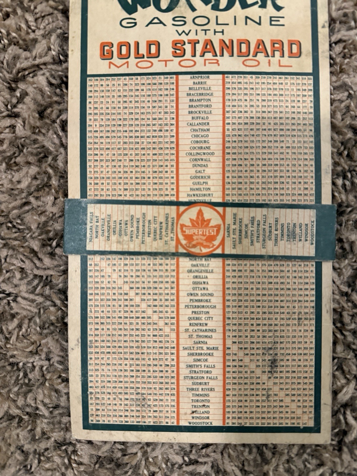 SUPERTEST ETHYL WONDER GASOLINE MOTOR OIL DIST O METER CARDBOARD SIGN