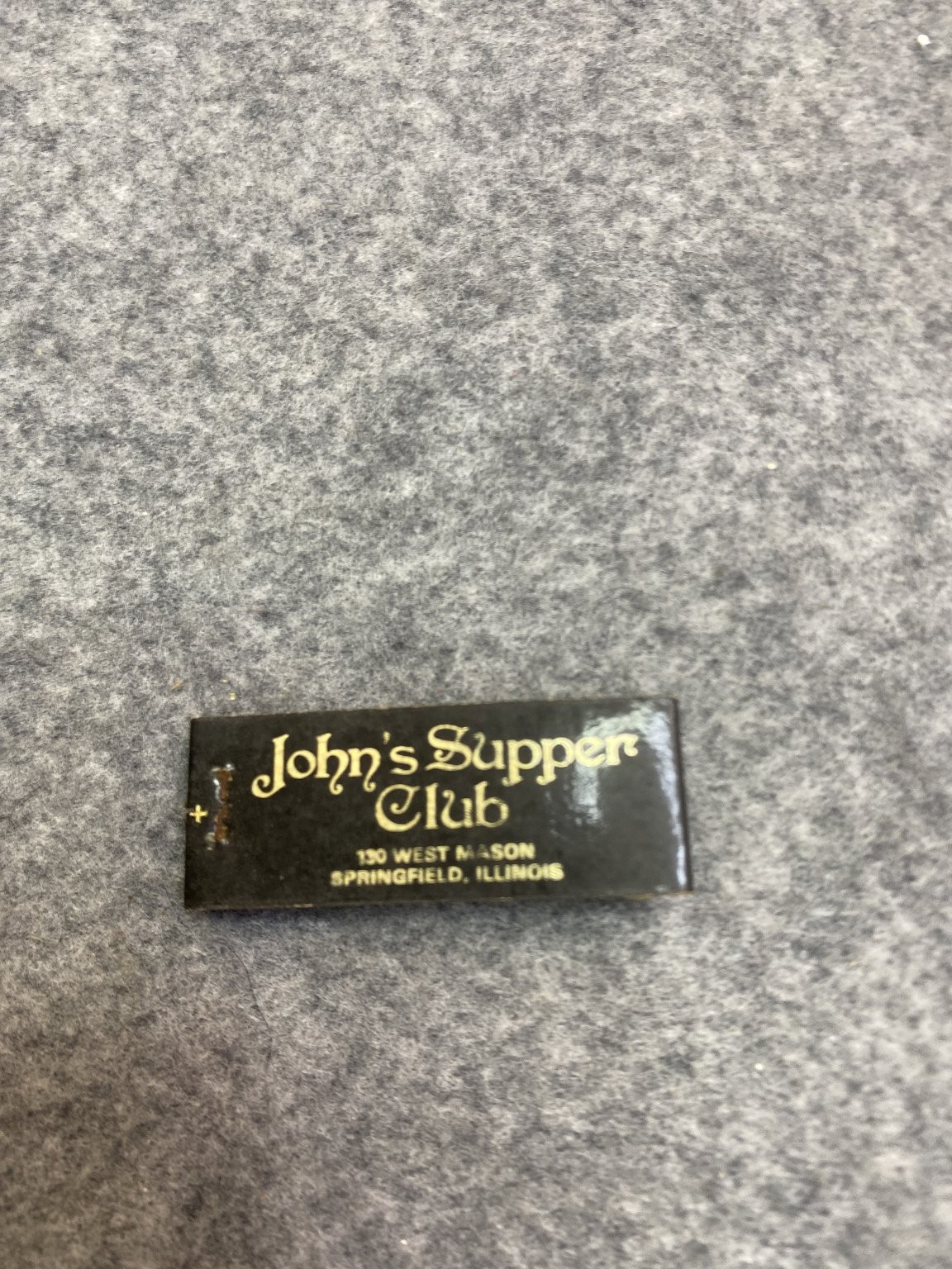 John’s Supper Club Springfield Illinois Vintage Gold Black Matchbook