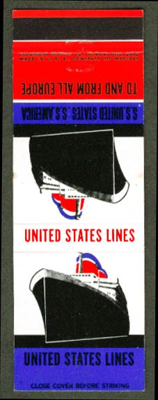 United States Lines to & from Europe matchcover