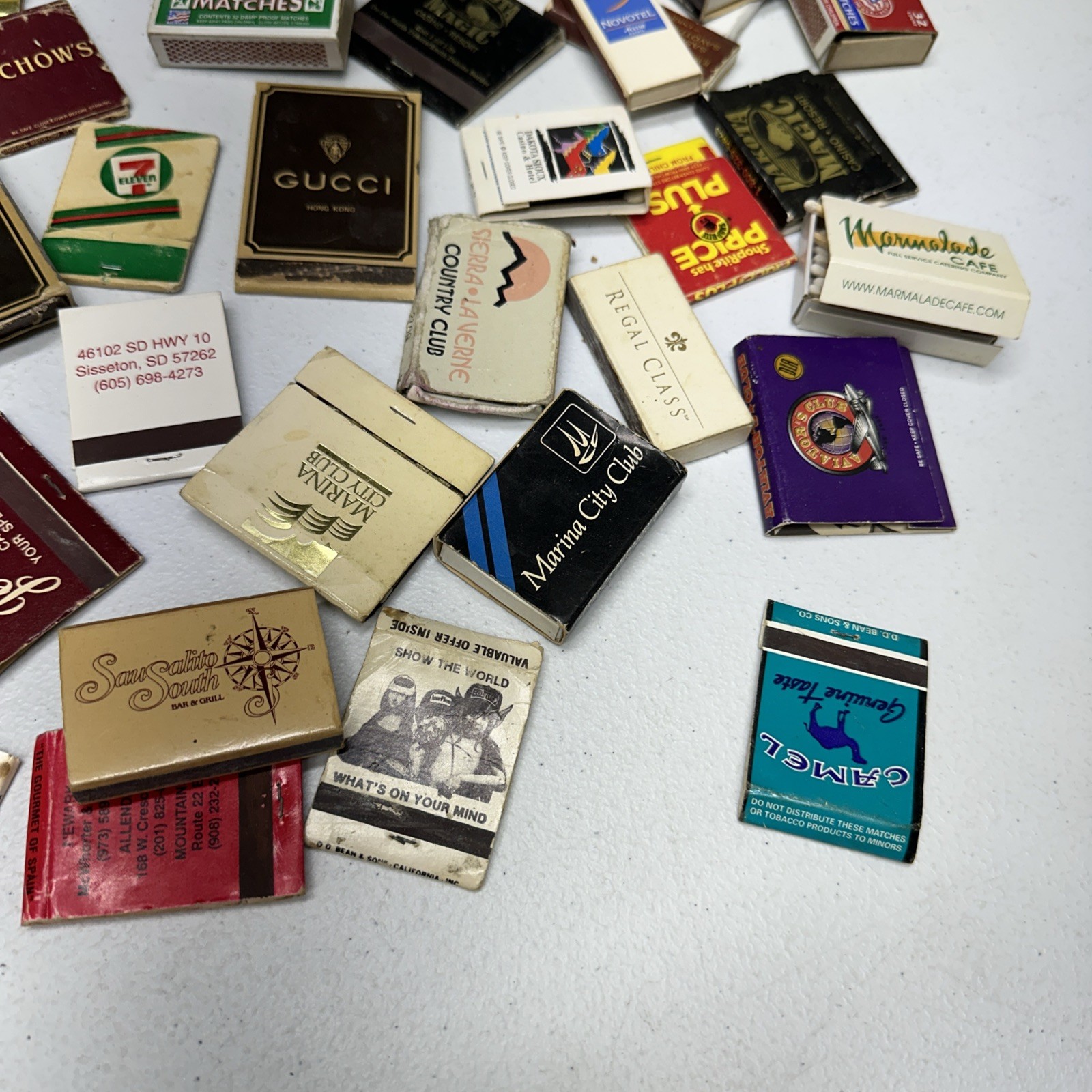 Lot Of Vintage Matchbooks And Matchboxes Variety Gucci Hong Kong 7/11 Camel Etc