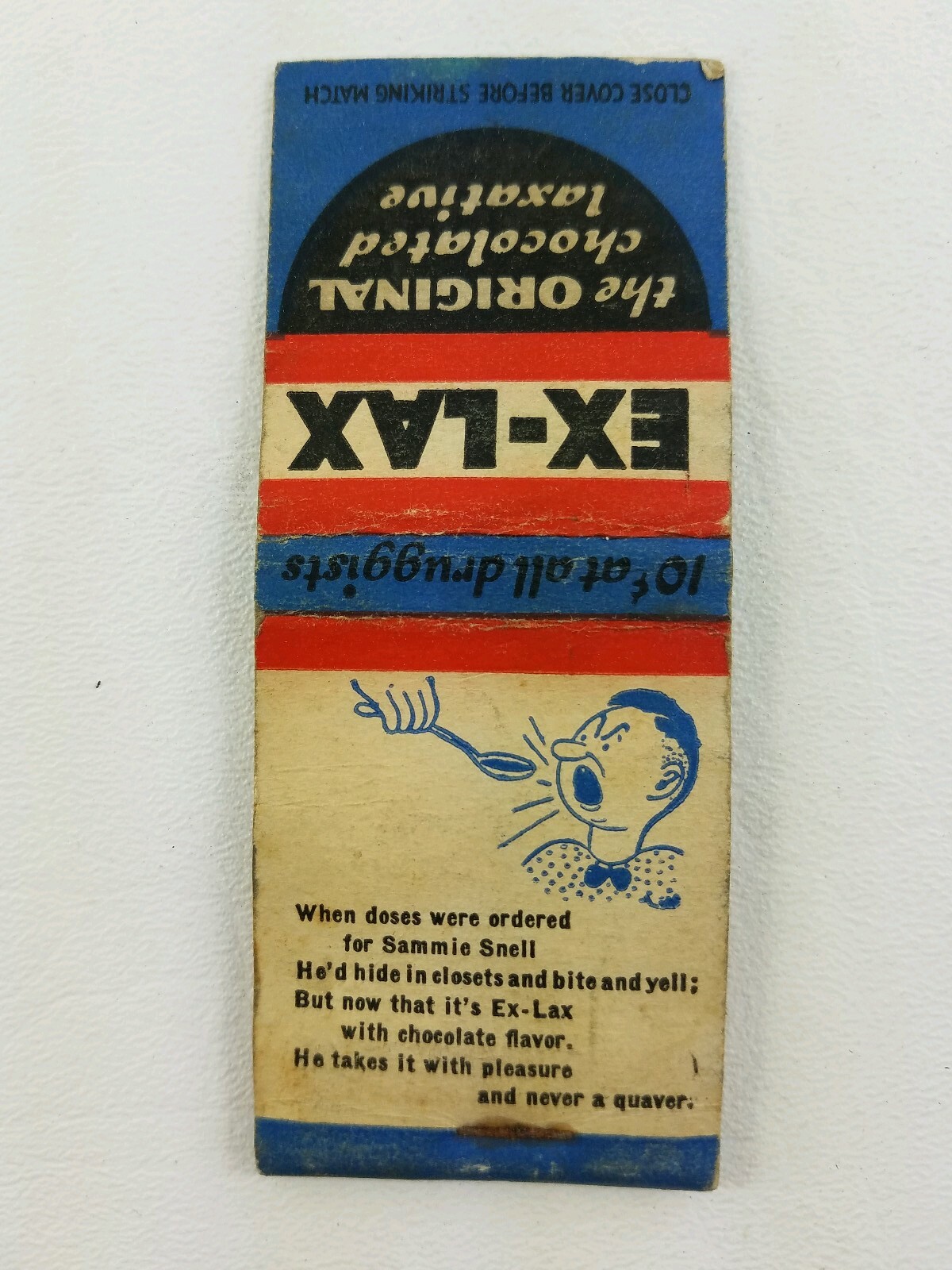 Vintage matchbook cover Ex-lax the original chocolated laxative unshucked D