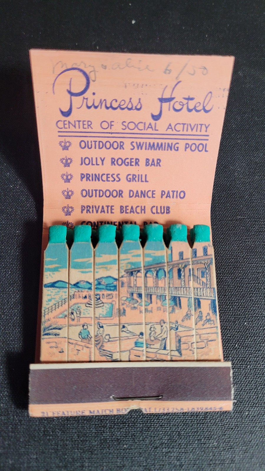 1940s Princess Hotel Hamilton Bermuda Unstruck Lion Feature Matchbook MatchCover