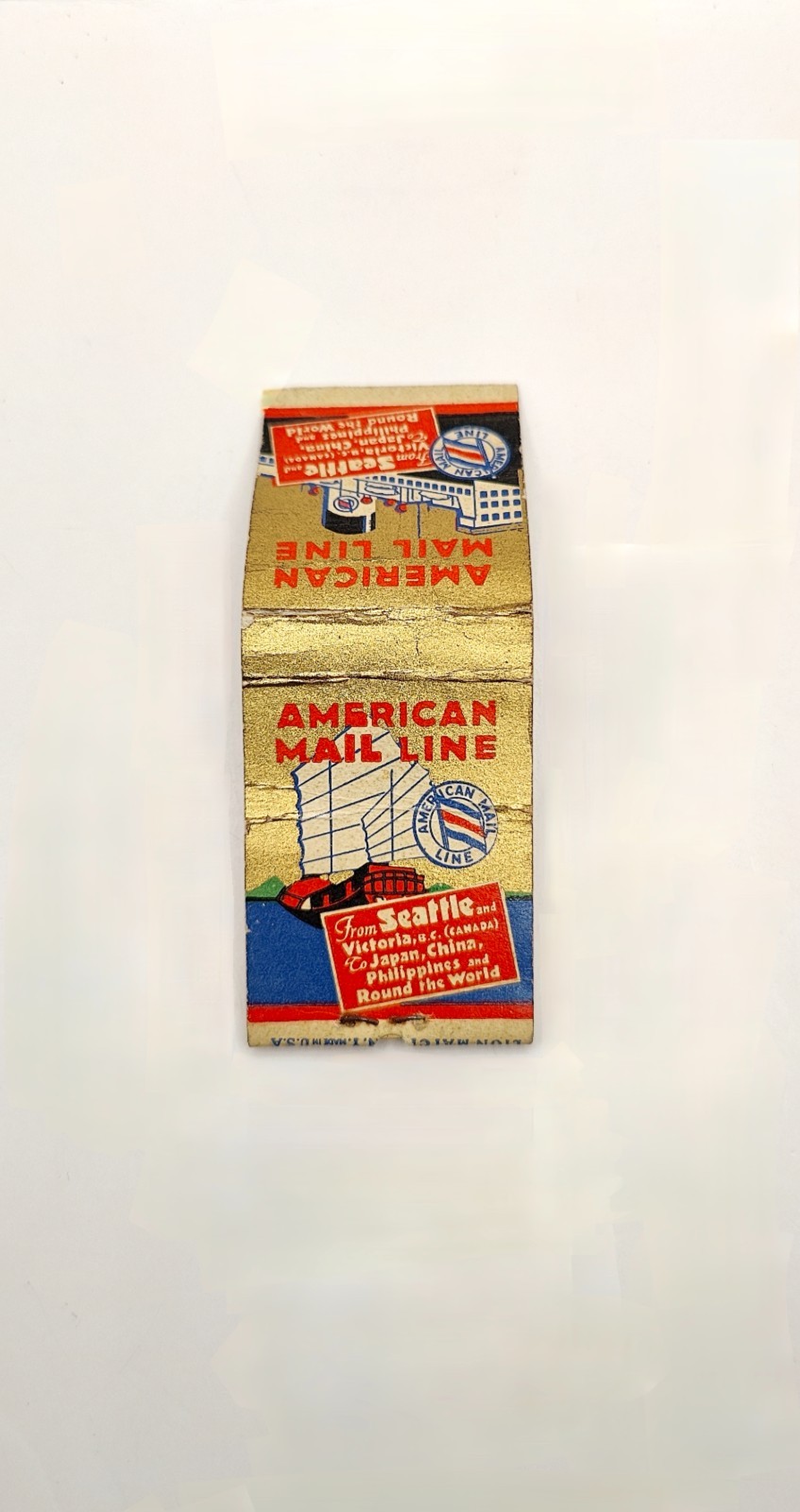 Vintage American Mail Line Trans Pacific Sailings Matchbook EMPTY