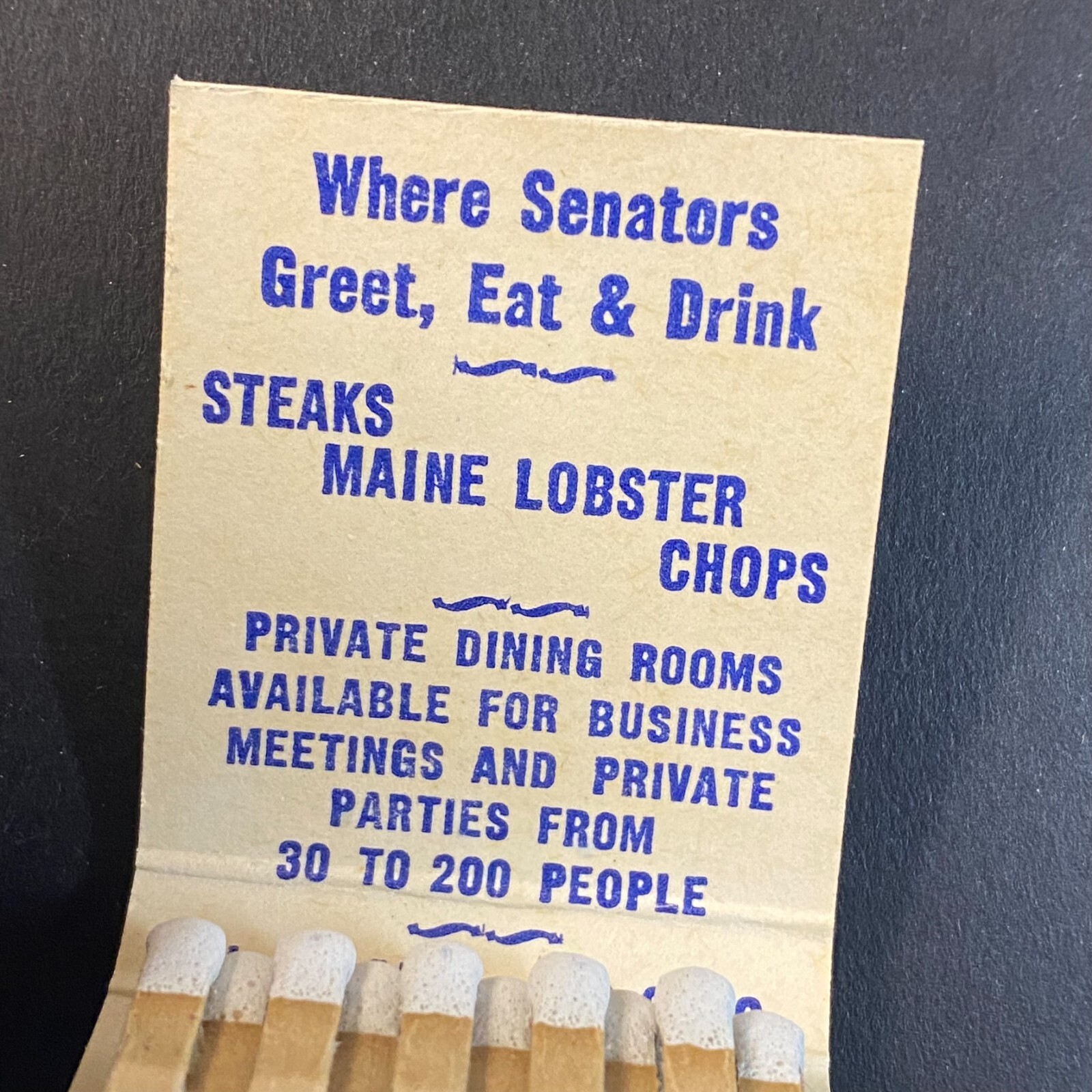 Barney’s Market Club Chicago “Yes Sir, Senators” c1950’s Full Matchbook VGC