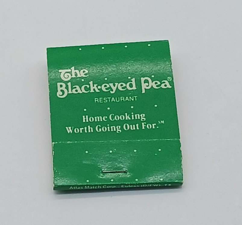The Black Eyed Pea Restaurant Green Vintage Matchbook Full